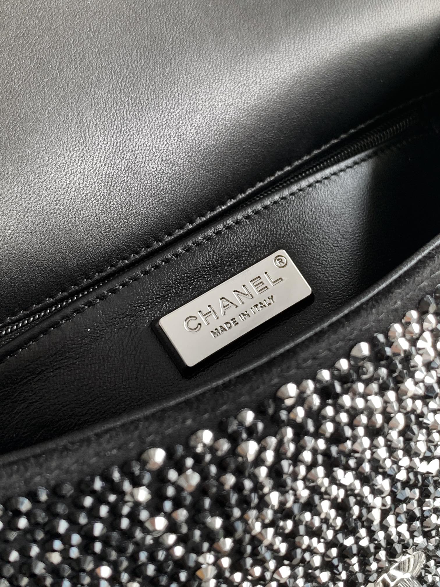 CC Classic Flap Bag  full diamond black calfskin