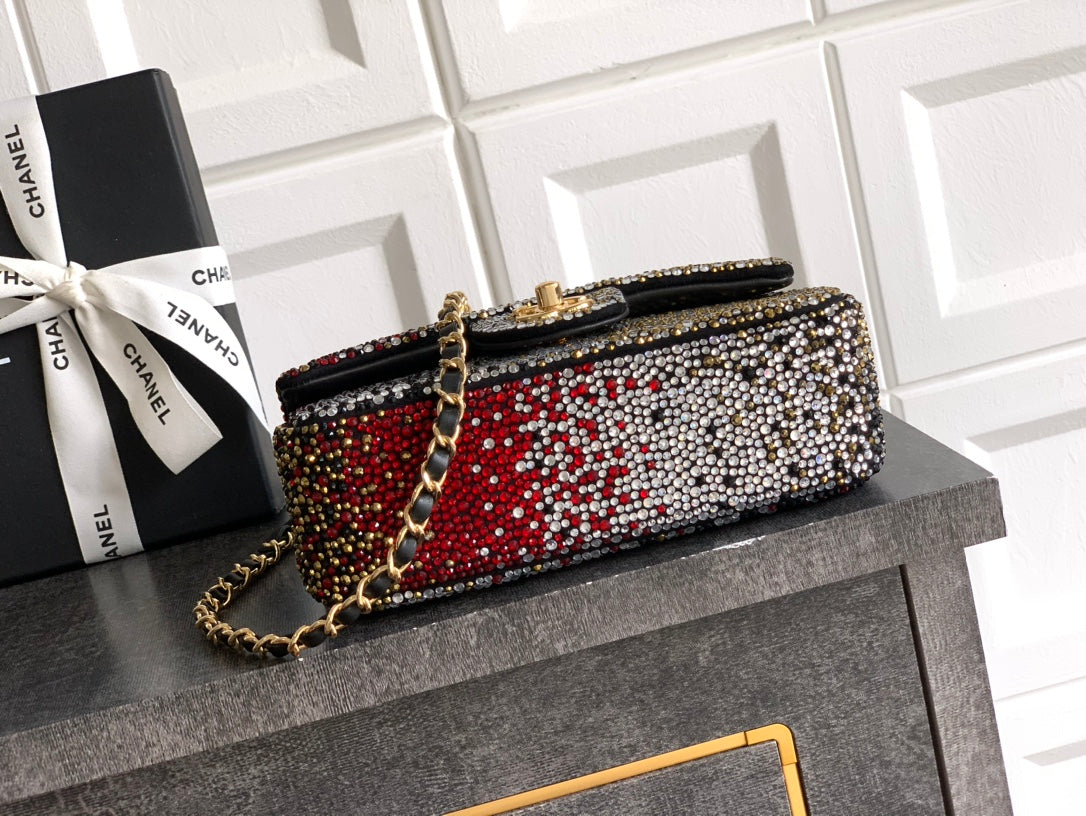 CC Classic Flap Bag  full diamond mutilcolor calfskin