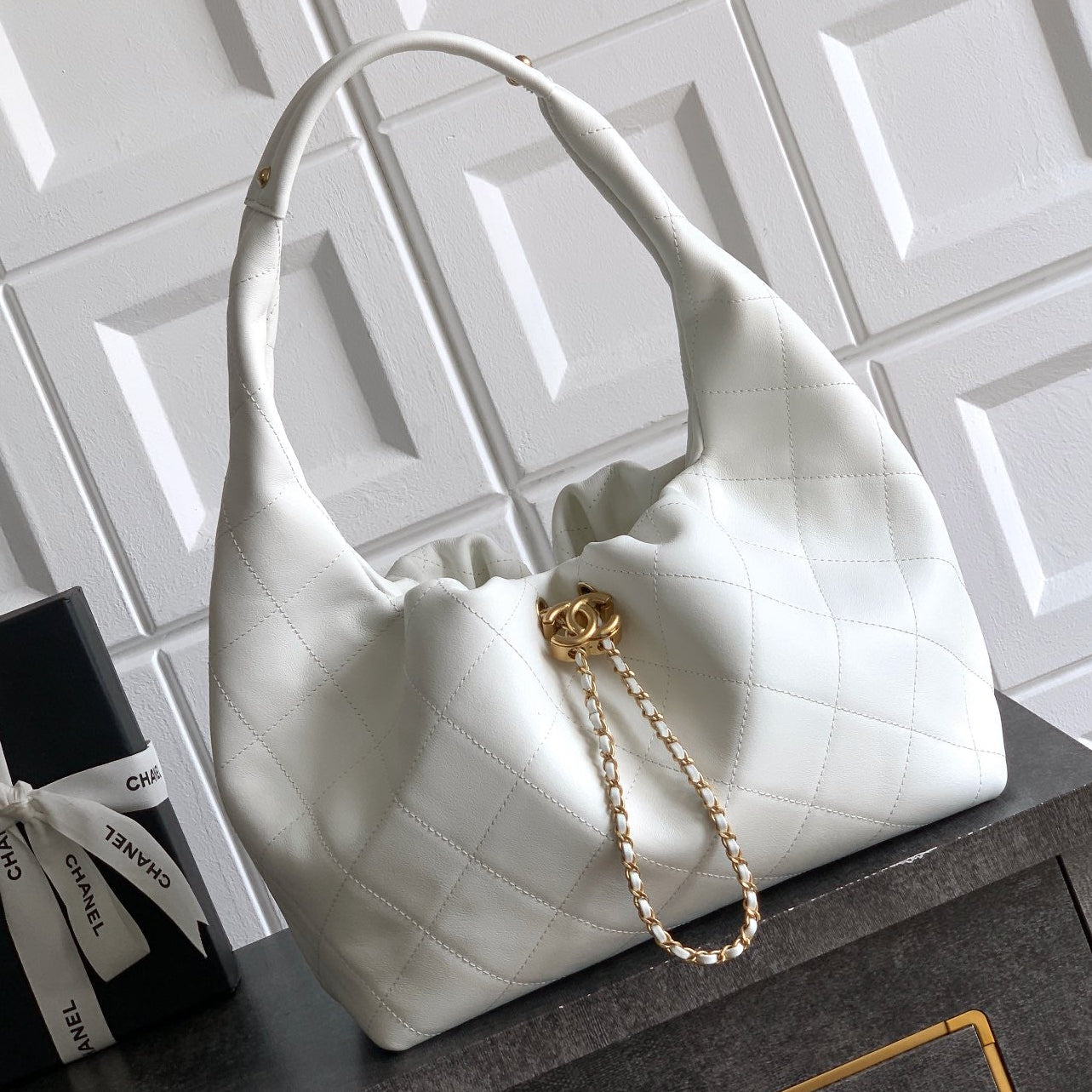 Chanel 2026 Hobo Bag 29cm White Calfskin