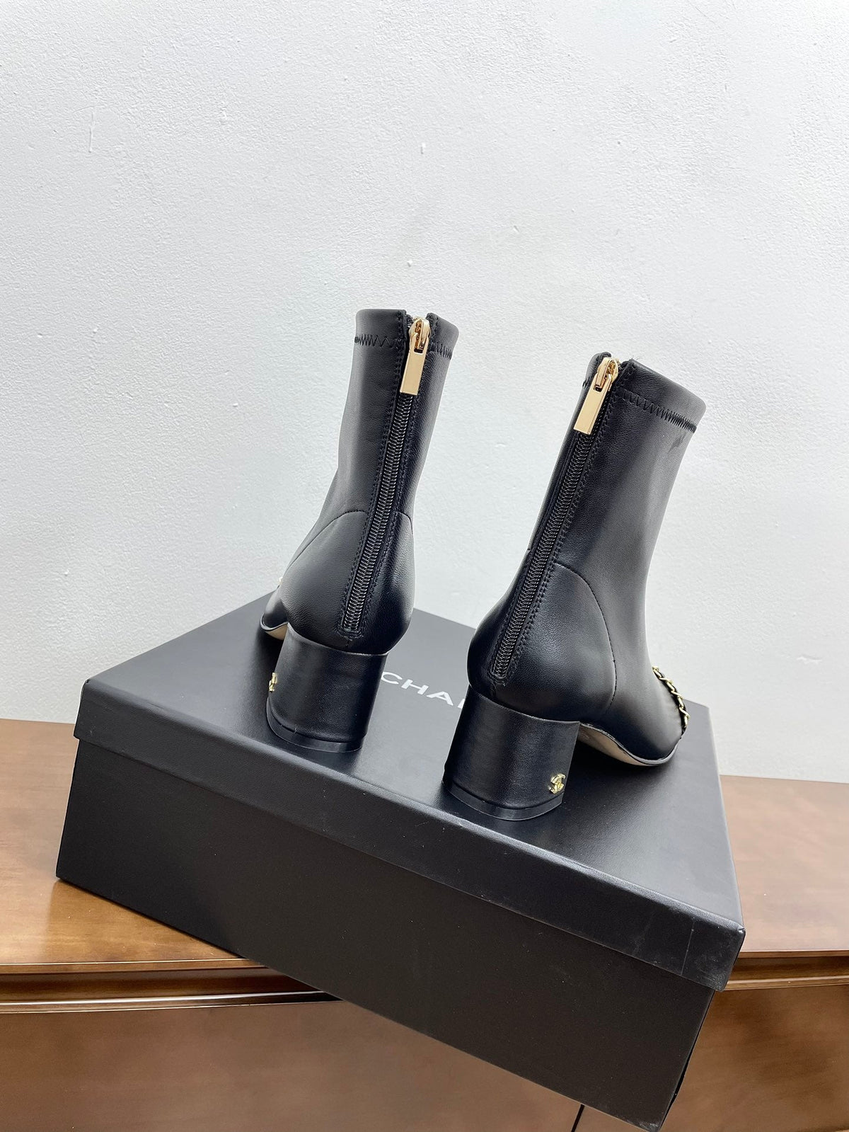 CC Ankle Boots 50mm Black Chain Lambskin