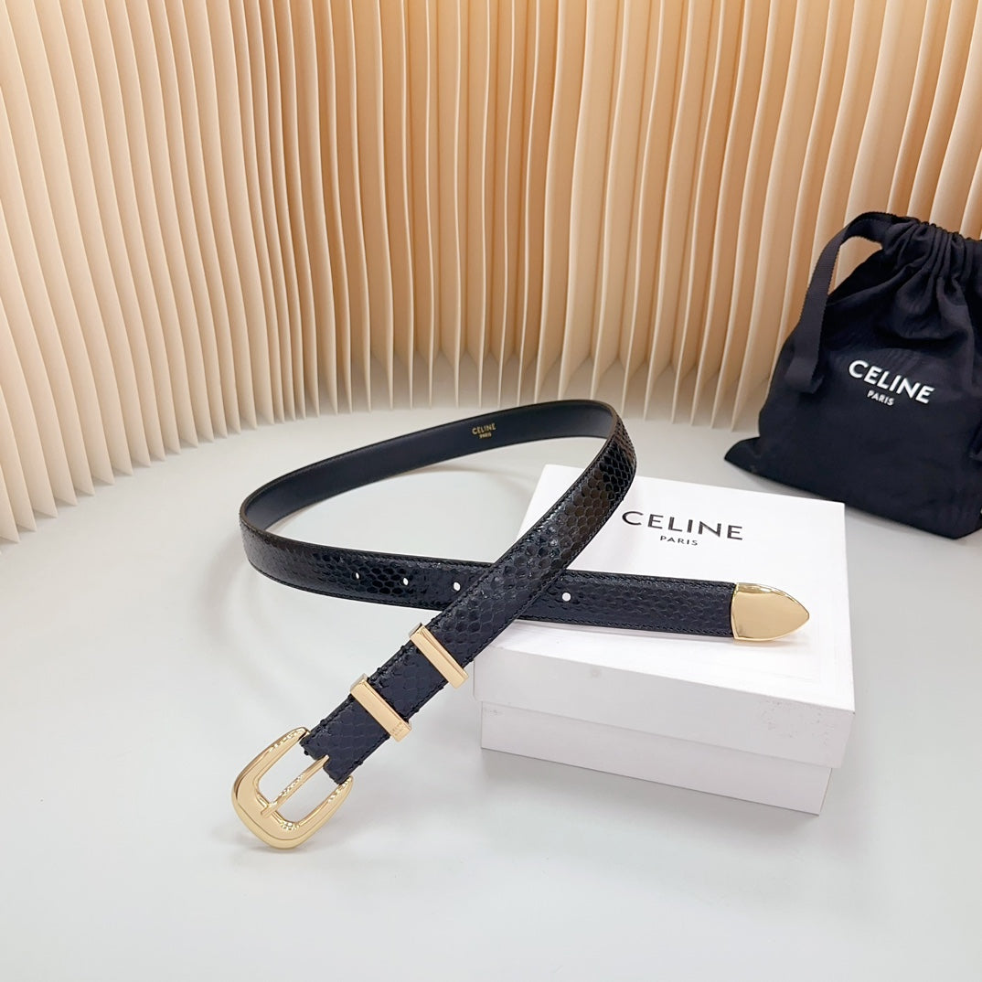 Medium Western Belt 25mm Black Snake Embossed Calfskin Ghw