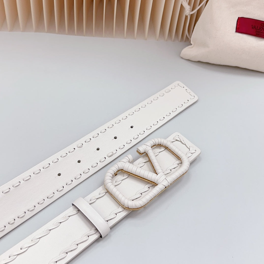 Vlogo White Leather Buckle 40mm White