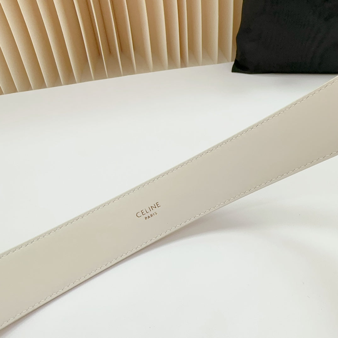 CEL Gold Western 35mm Belt White Cowhide 175054