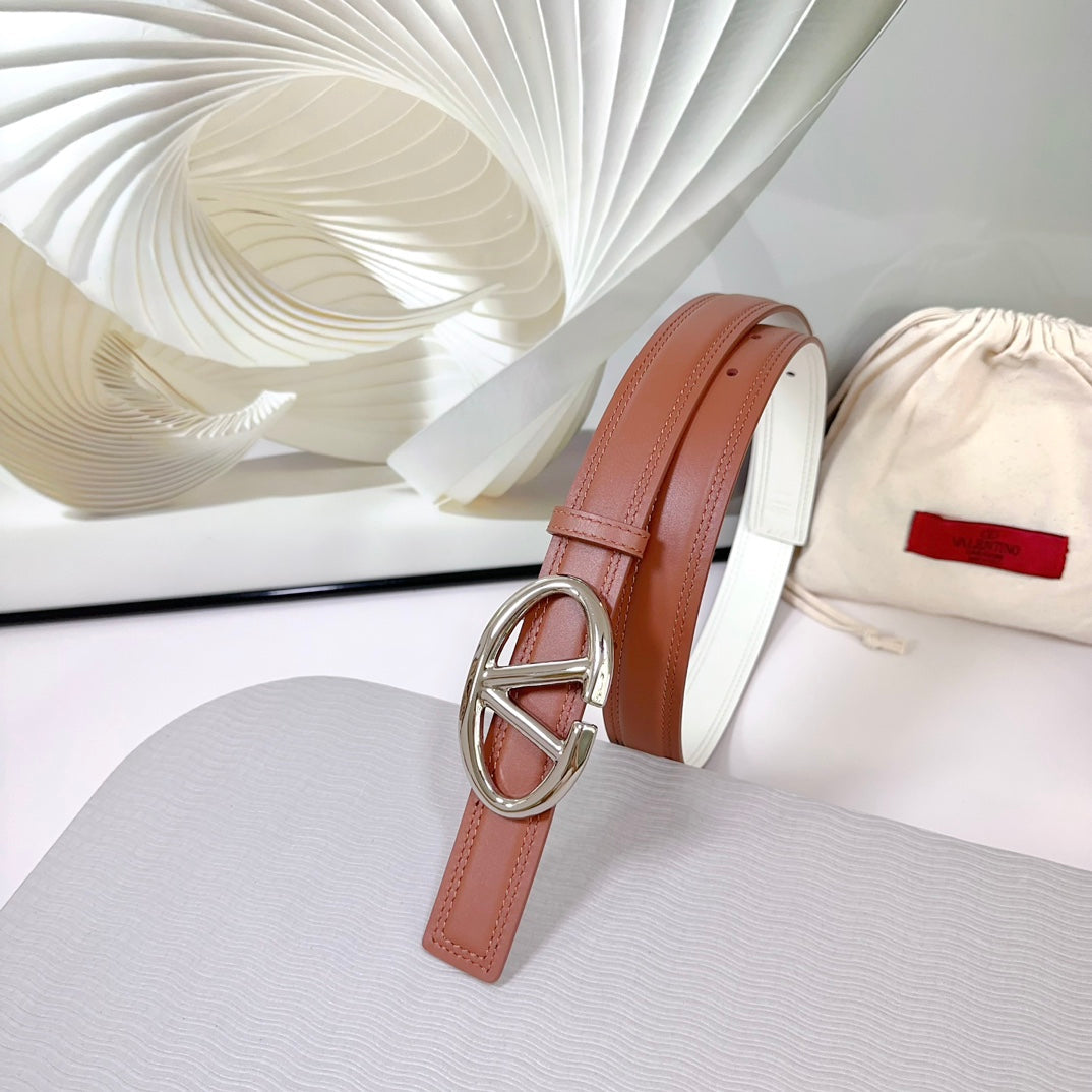 The Bold Edition Belt 30mm Brown White Calfskin Silver Buckle