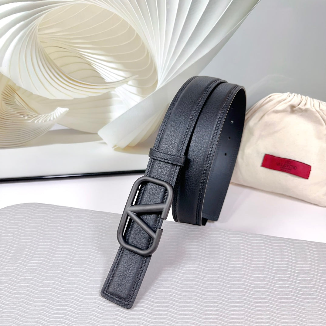 Vlogo Edition Belt 34mm Black Calfskin Black Buckle