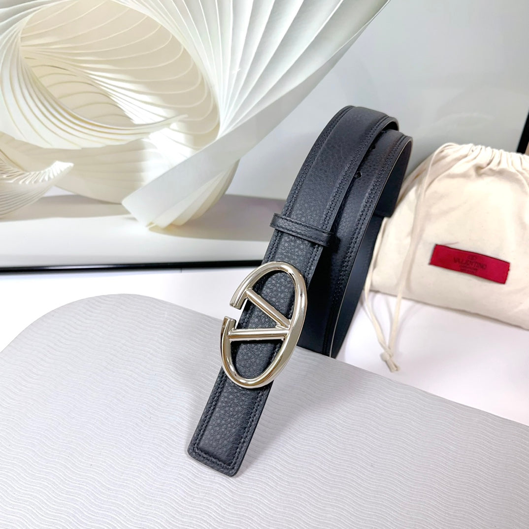 The Bold Edition Belt 34mm Black Calfskin Silver Buckle