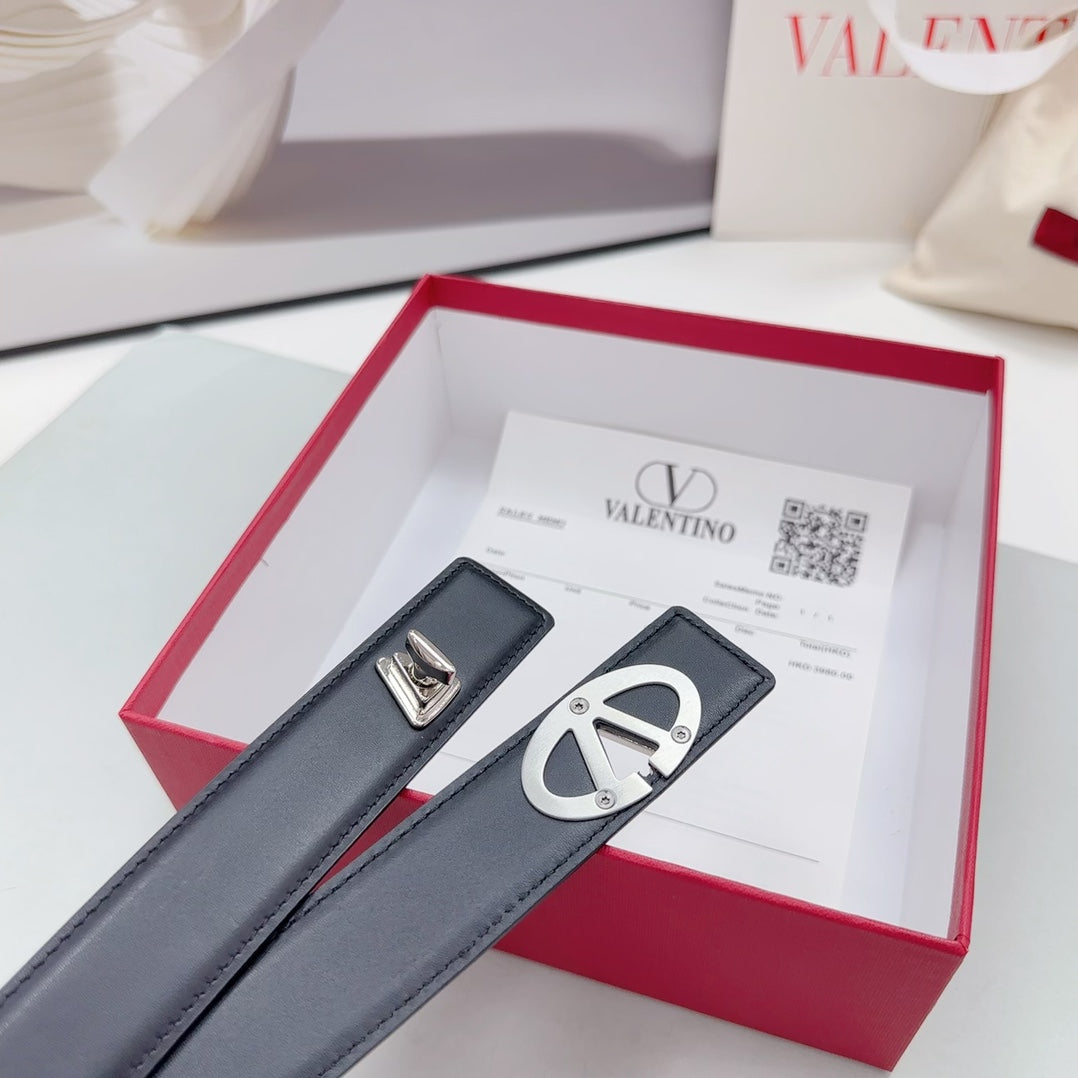 The Bold Edition Belt 30mm Black Calfskin Silver Buckle