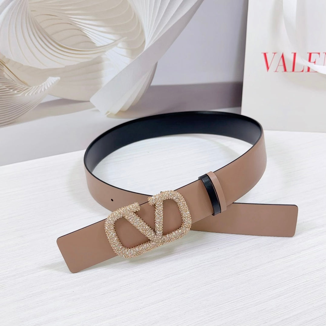 VLOGO SIGNATURE REVERSIBLE BELT 40MM ROSE BLACK GOLD CALFSKIN LIGHT GOLD BUCKLE