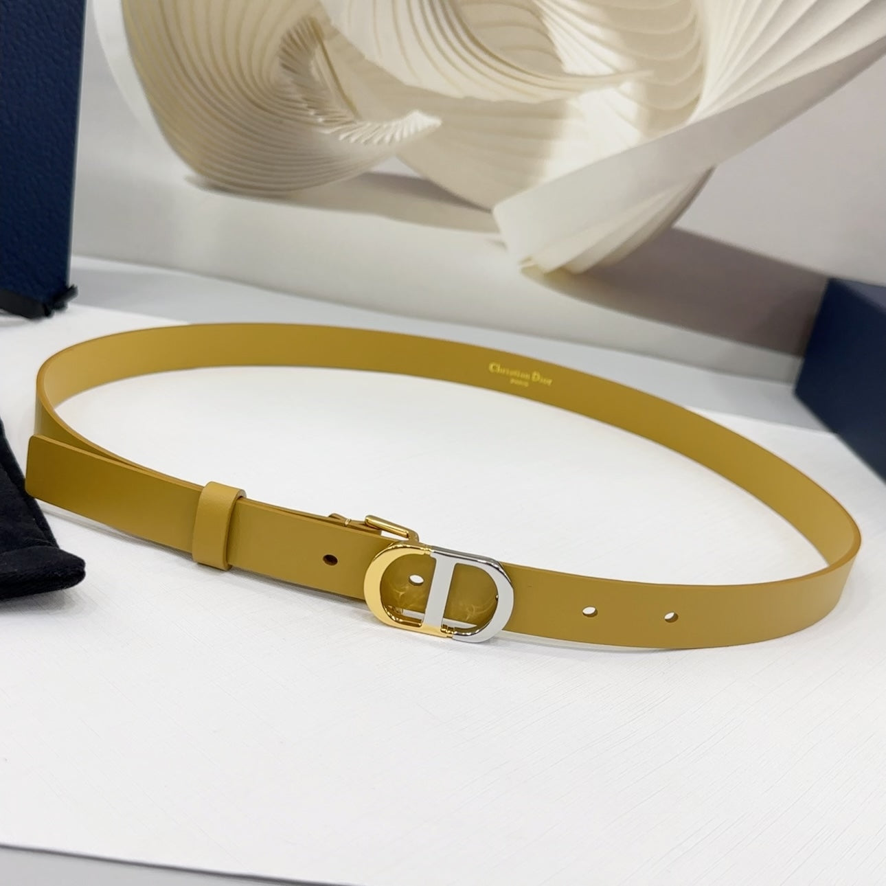 Dior 2026 Two-Tone Buckle Belt 20mm Leather 186140