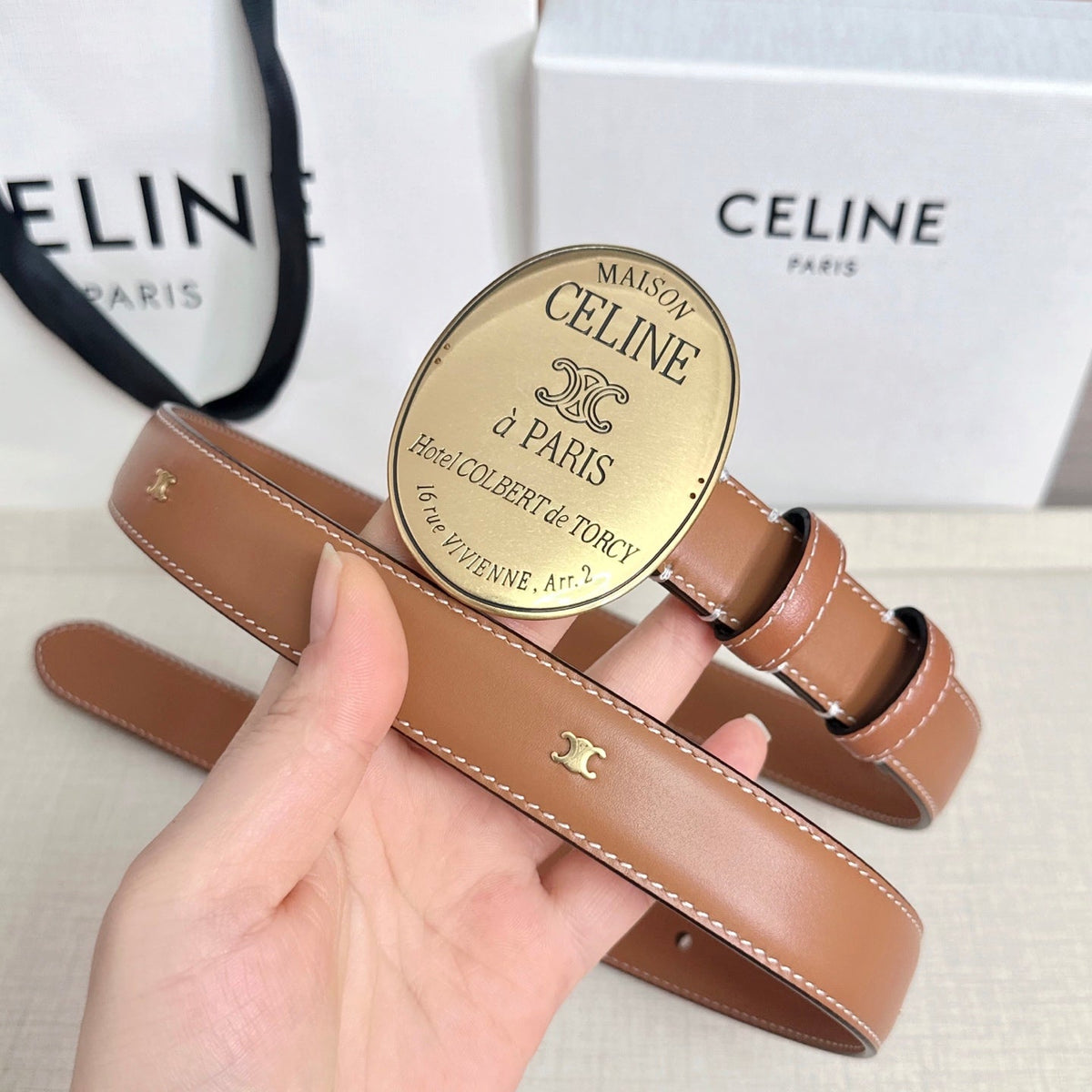 Celine 7.5cm Belt Buckle 2.5cm Width Calfskin
