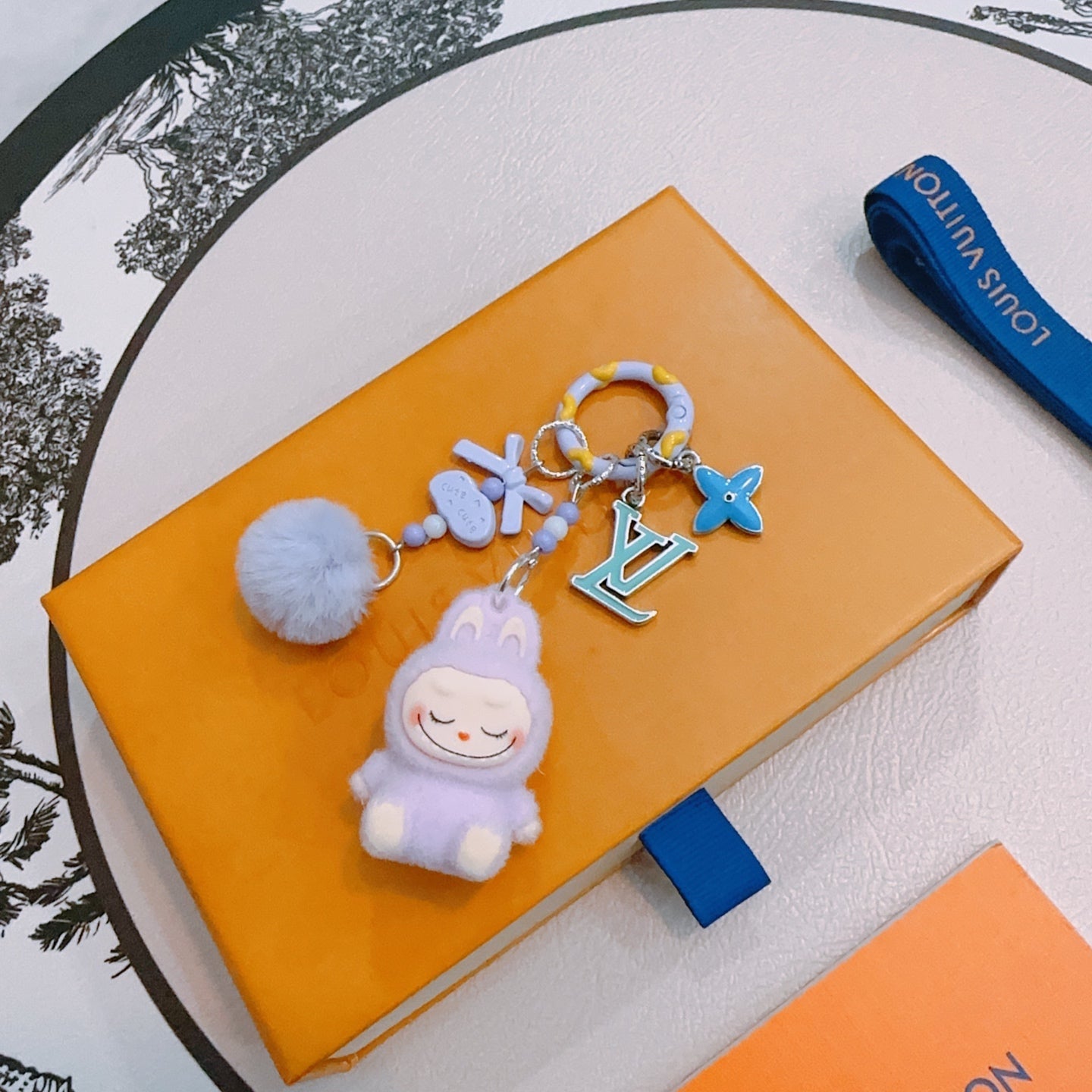 LV Purple Labubu Plush Toy Bag Charm