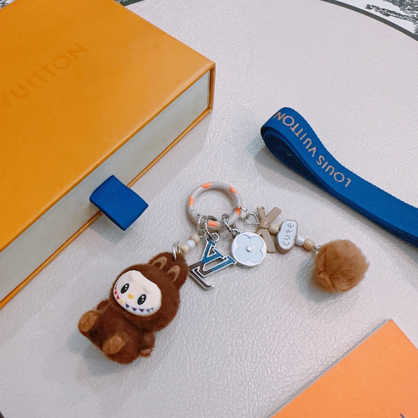 LV Brown Labubu Plush Toy Bag Charm