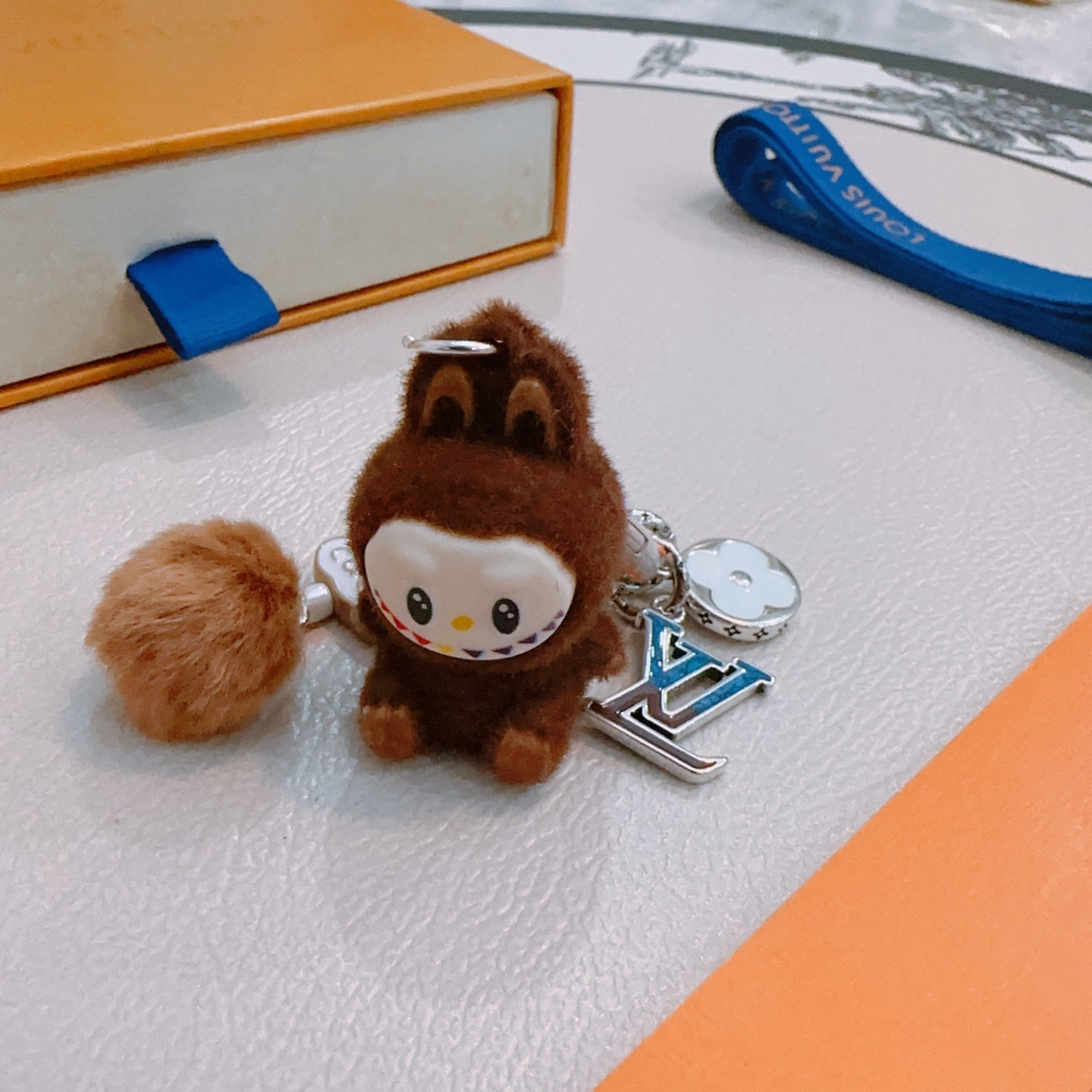 LV Brown Labubu Plush Toy Bag Charm