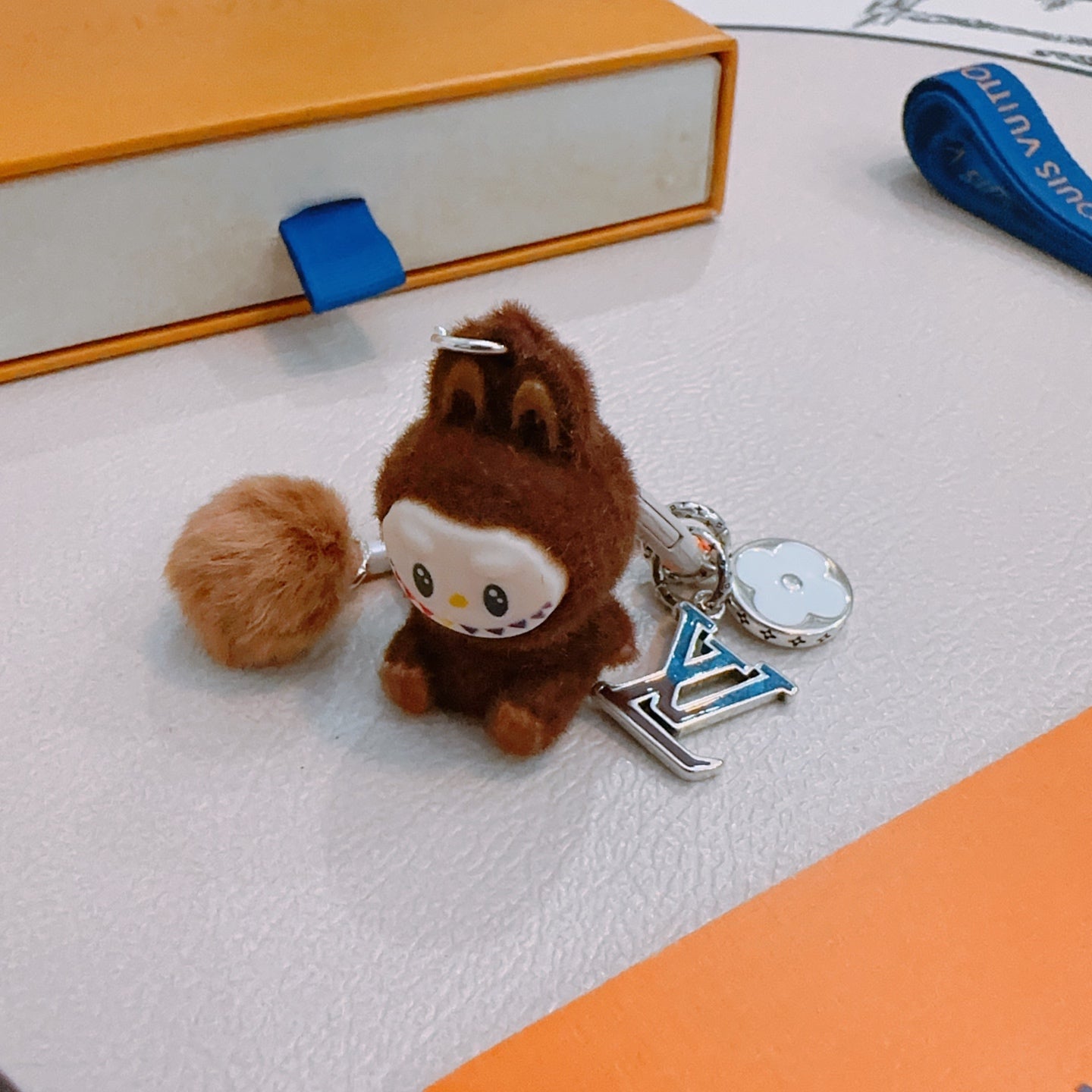 LV Brown Labubu Plush Toy Bag Charm