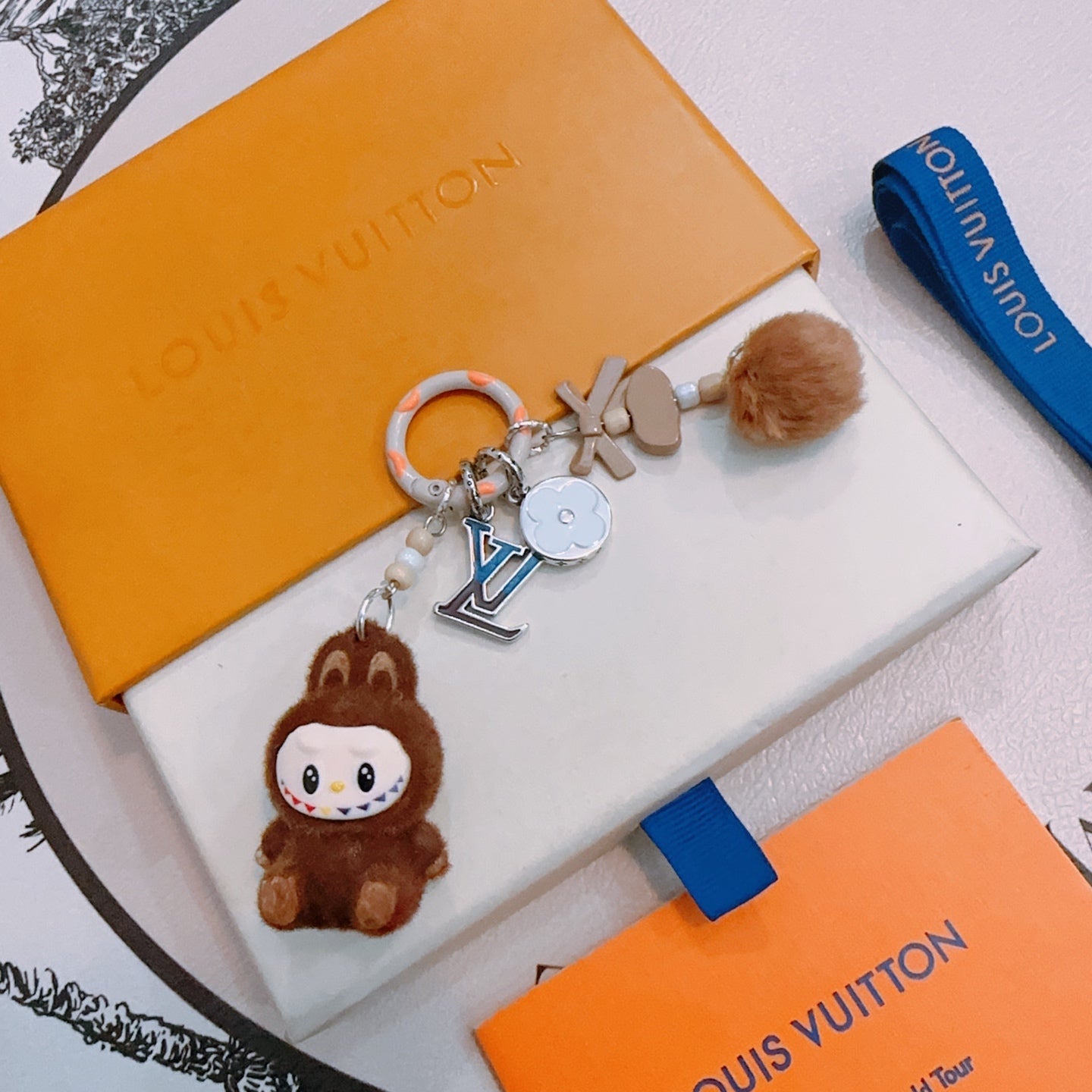 LV Brown Labubu Plush Toy Bag Charm