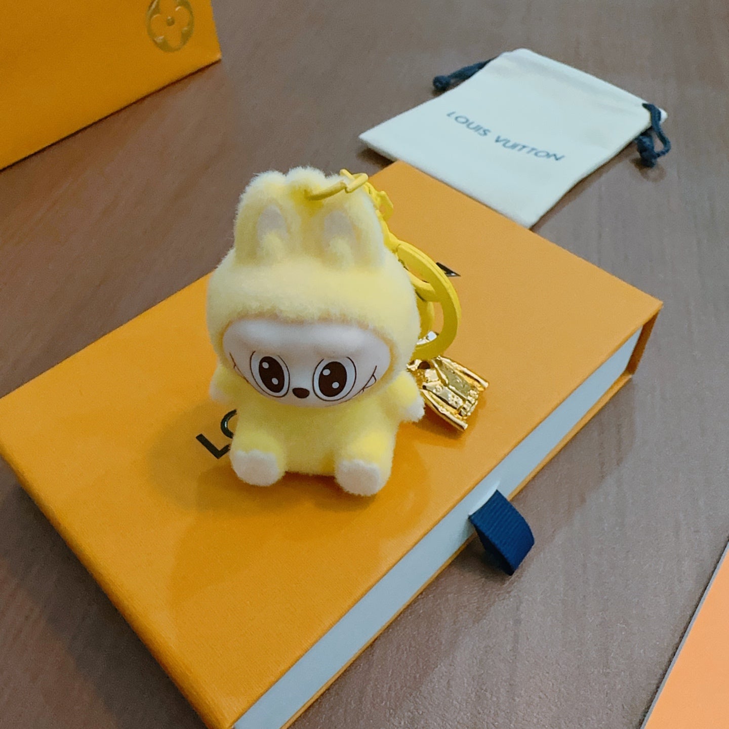 LV Yellow Labubu Plush Toy Bag Charm