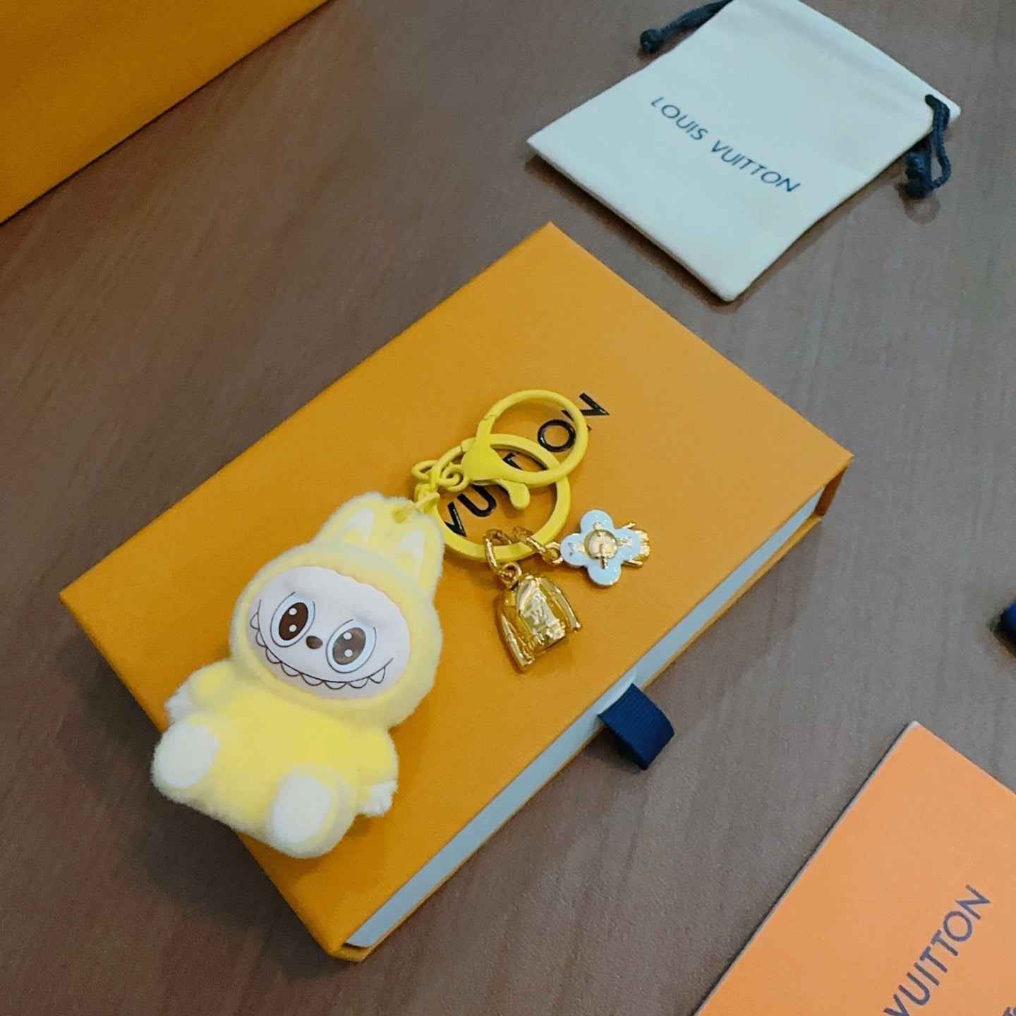 LV Yellow Labubu Plush Toy Bag Charm