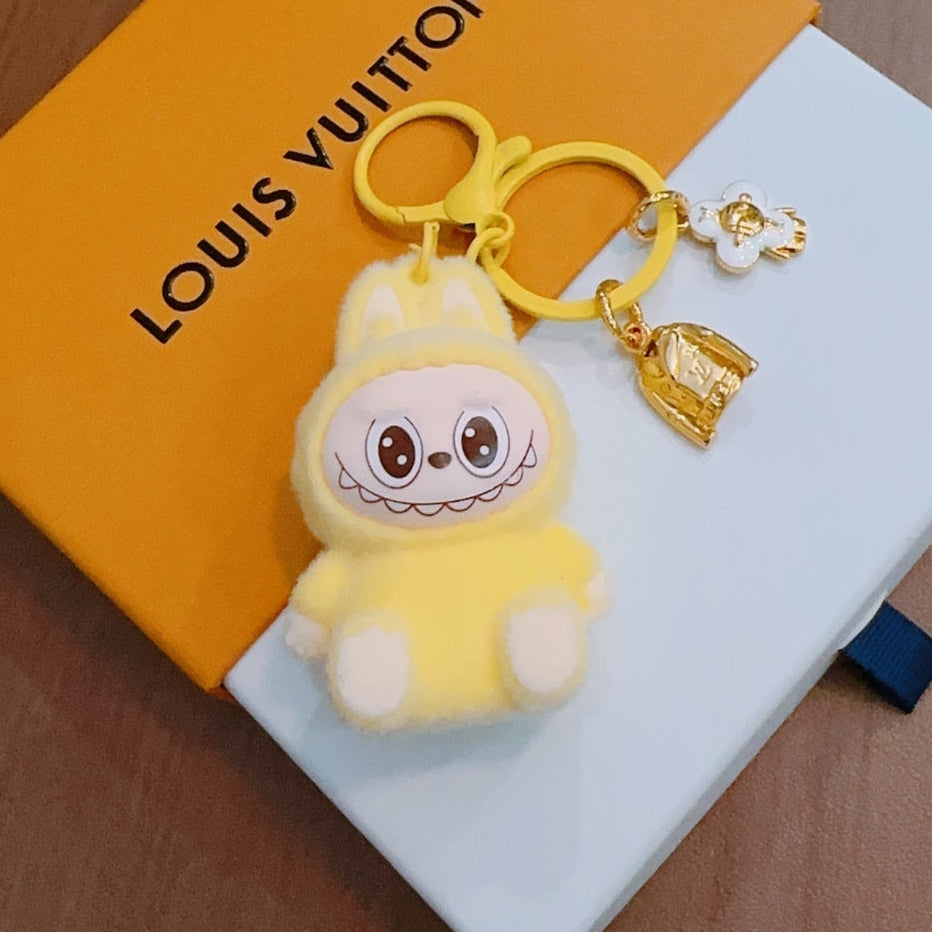 LV Yellow Labubu Plush Toy Bag Charm