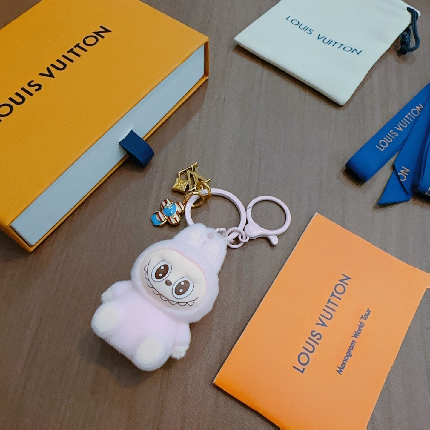 LV Pink Labubu Plush Toy Bag Charm