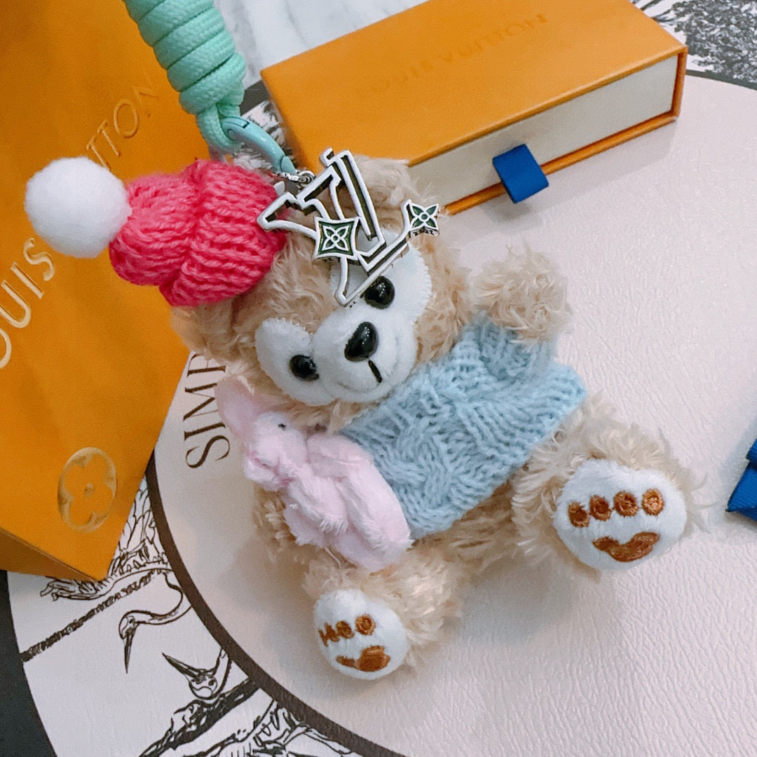 LV Disney Duffy Bear Plush Bag Blue mix Colors Charm