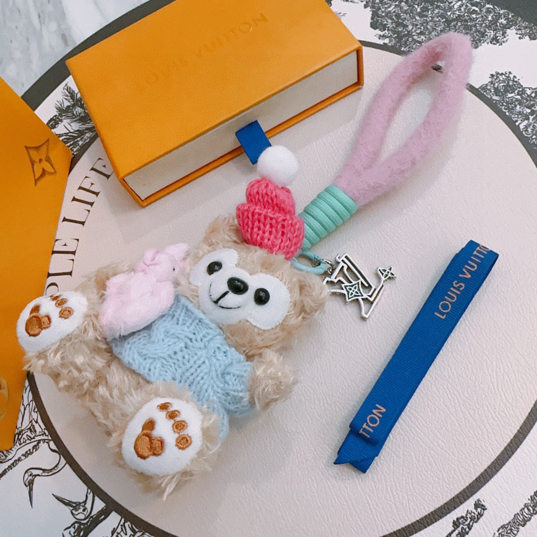 LV Disney Duffy Bear Plush Bag Blue mix Colors Charm