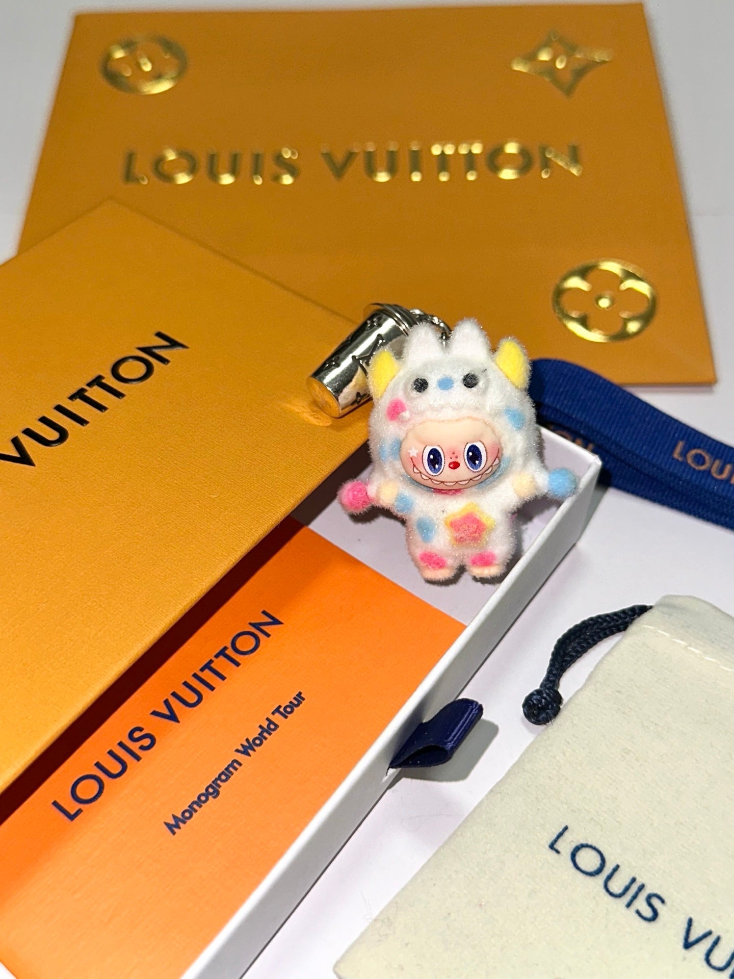 LV White Pop Mart Labubu Charm