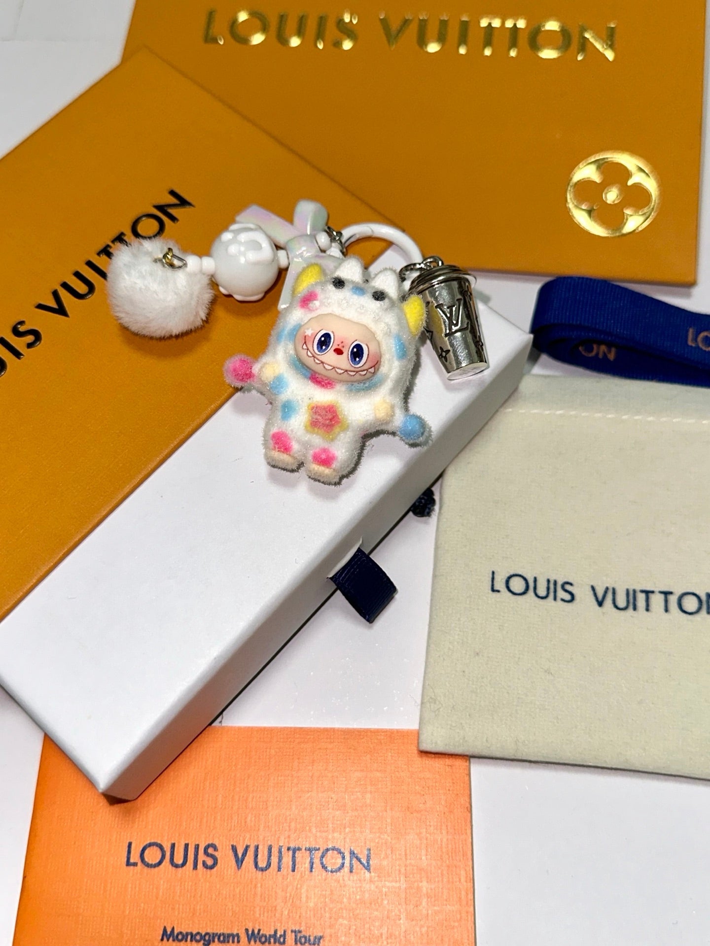 LV White Pop Mart Labubu Charm