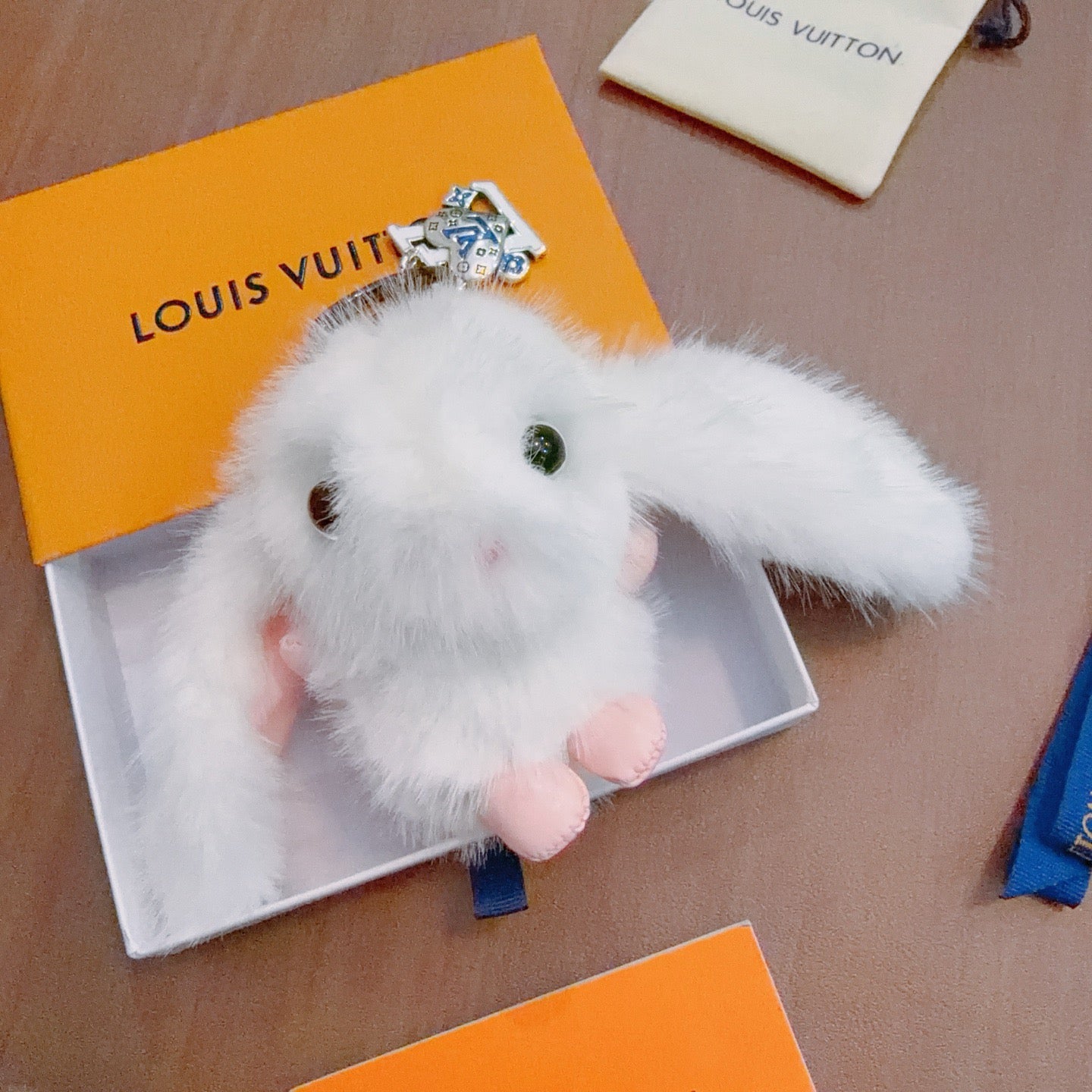 LV White Rabbit Keychain Charm
