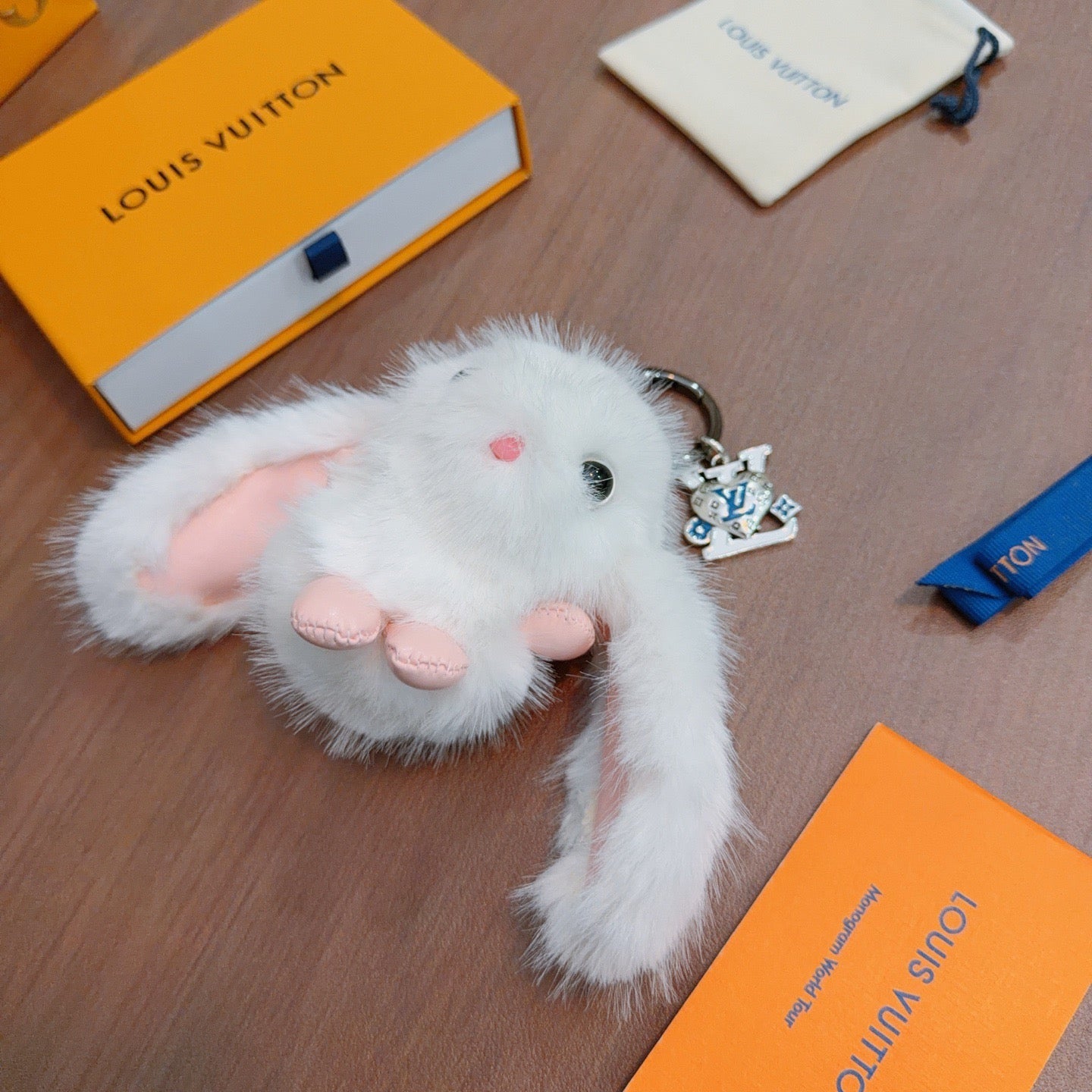 LV White Rabbit Keychain Charm