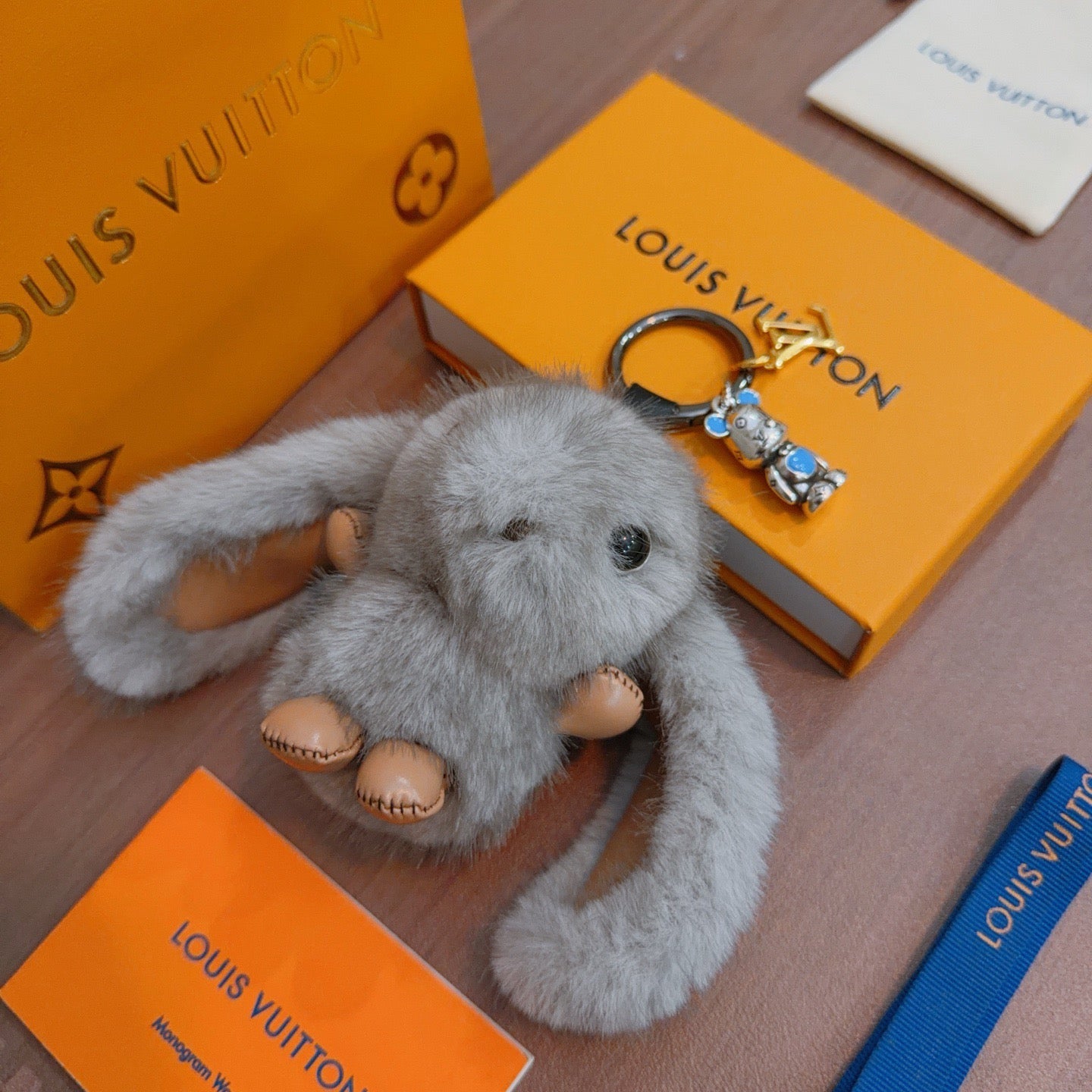 LV Gray Rabbit Keychain Charm