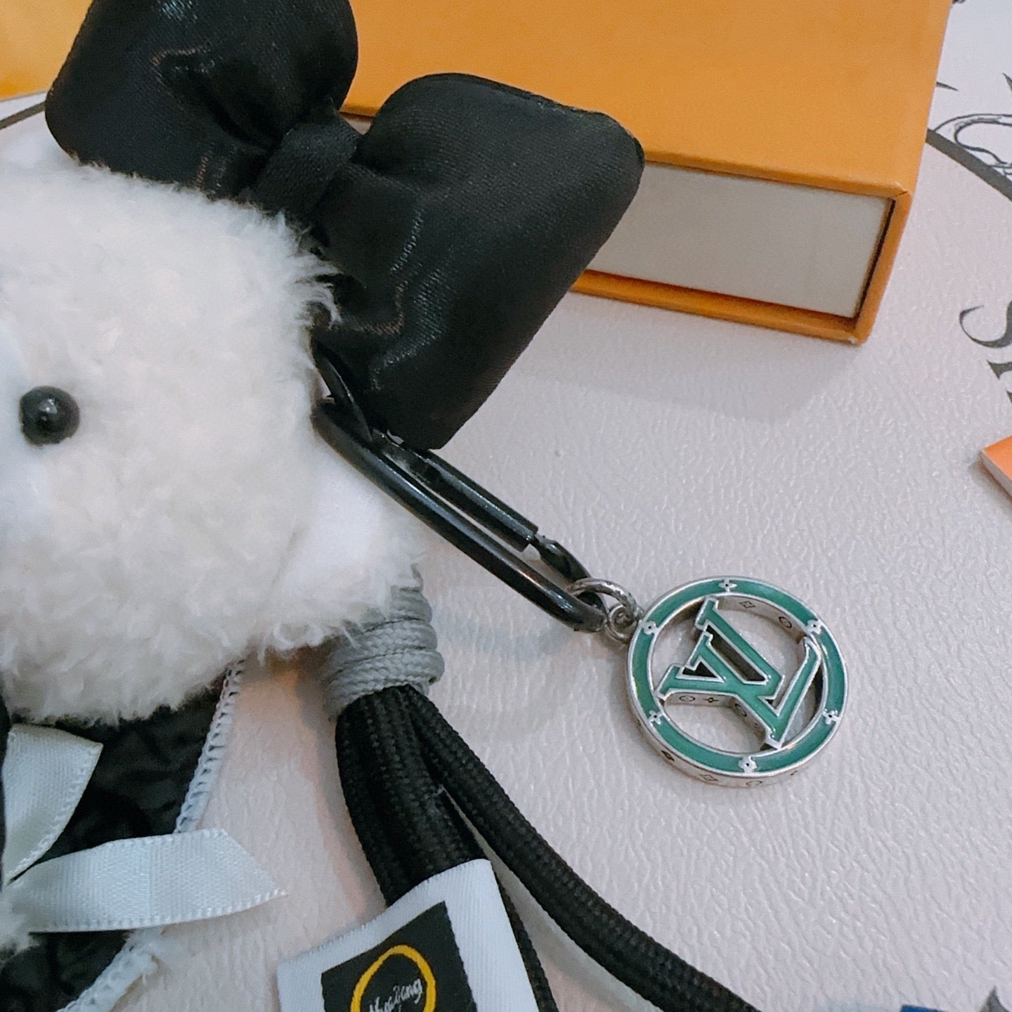 LV Black mix White Louis Bear Bag Charm