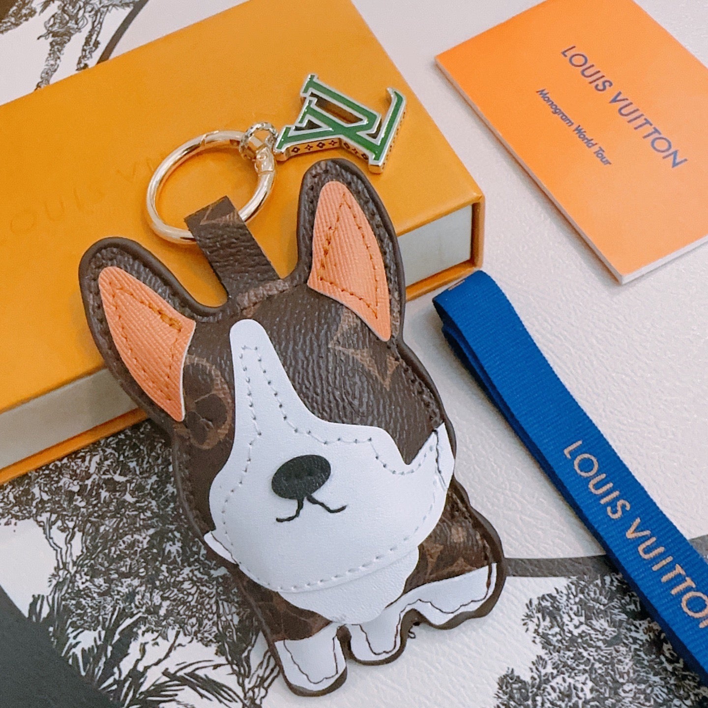 LV Brown Dog Bag Charm