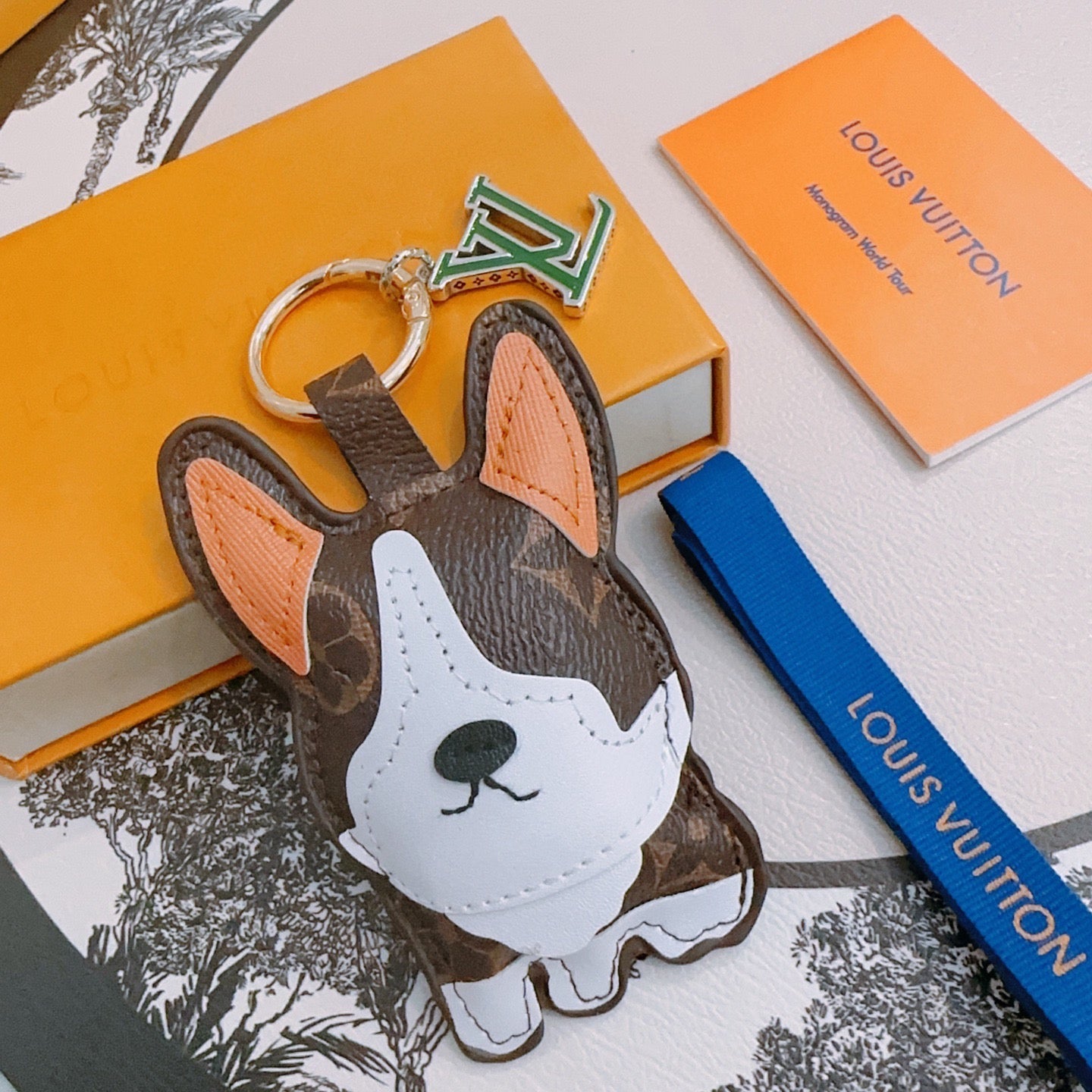 LV Brown Dog Bag Charm