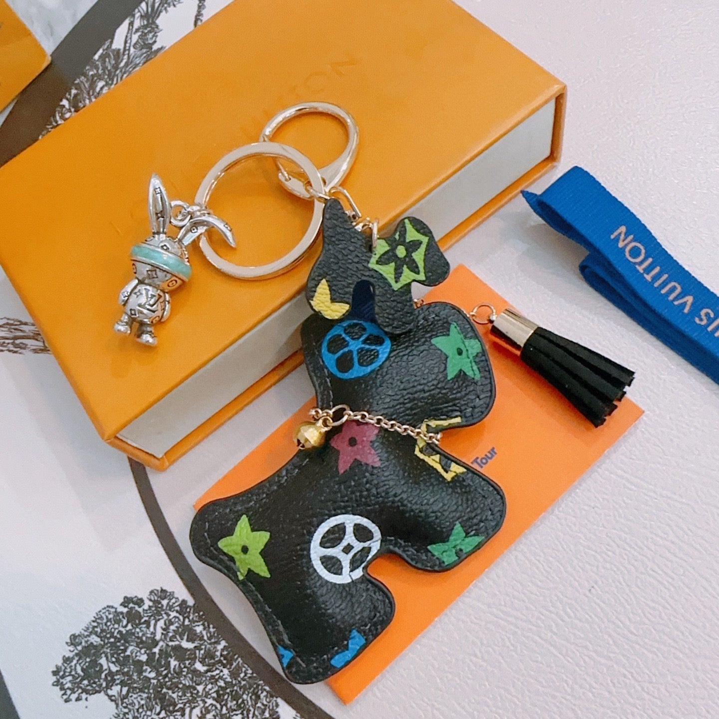 LV Black Dog-Shaped Bag Charm