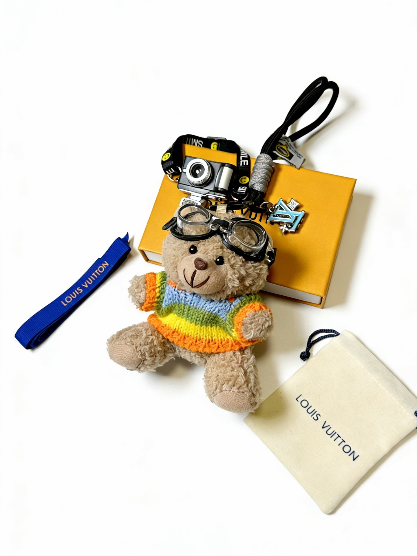 LV Beige mix Colors Bear Charm