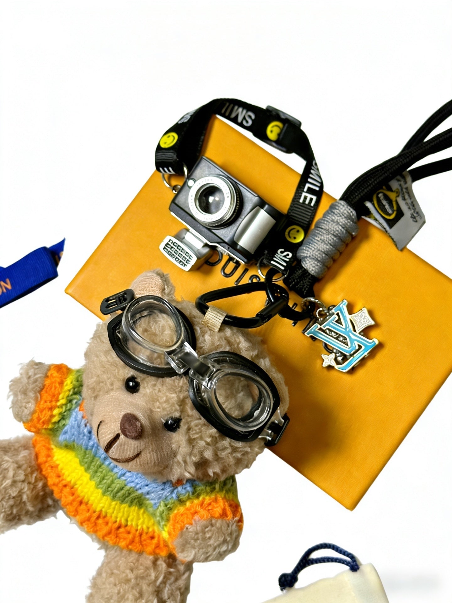 LV Beige mix Colors Bear Charm