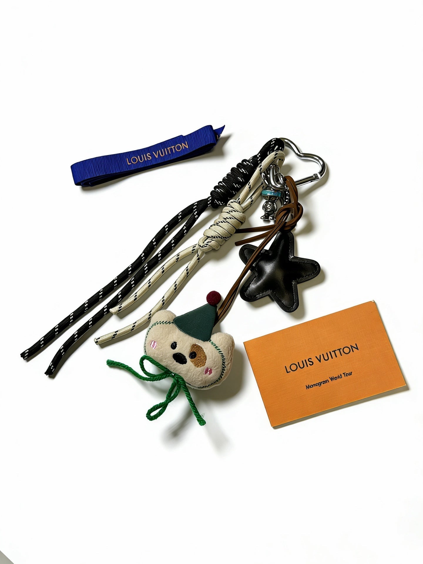 LV Louis Bear Cream Black Bag Charm