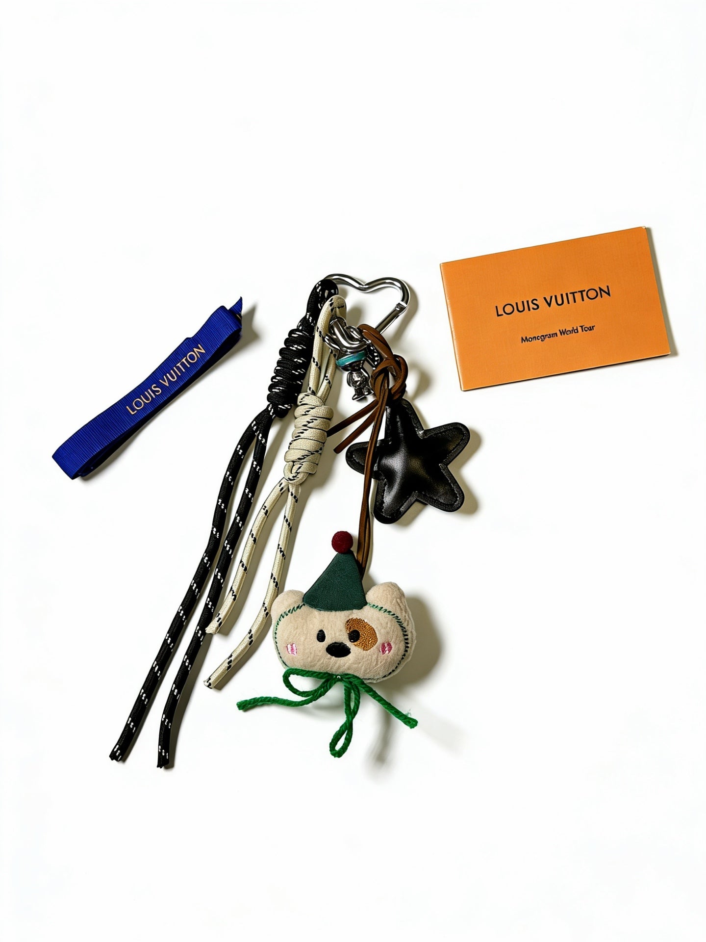 LV Louis Bear Cream Black Bag Charm