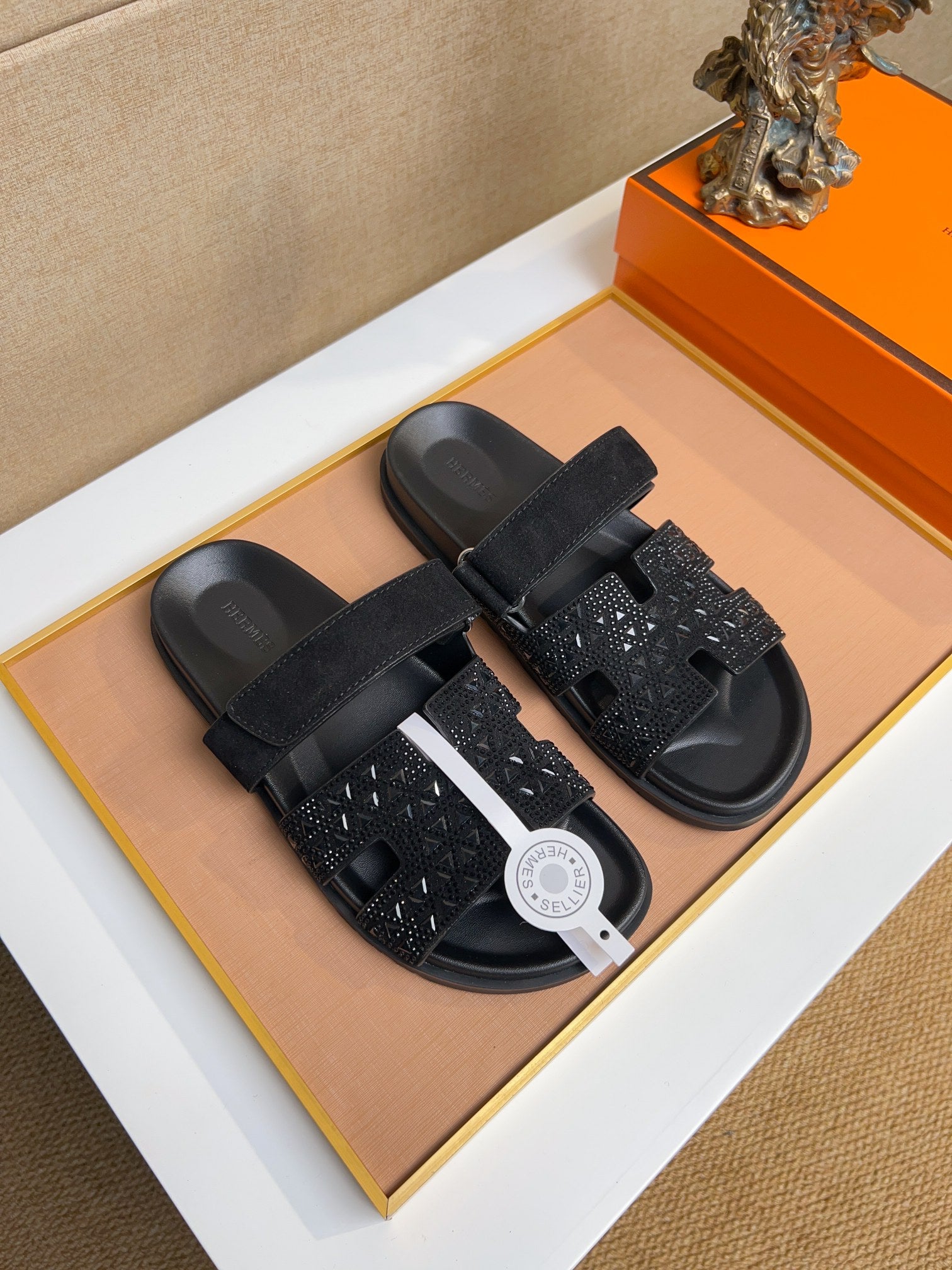 HM Men's Chypre Sandals Black Diammond Suede 735676