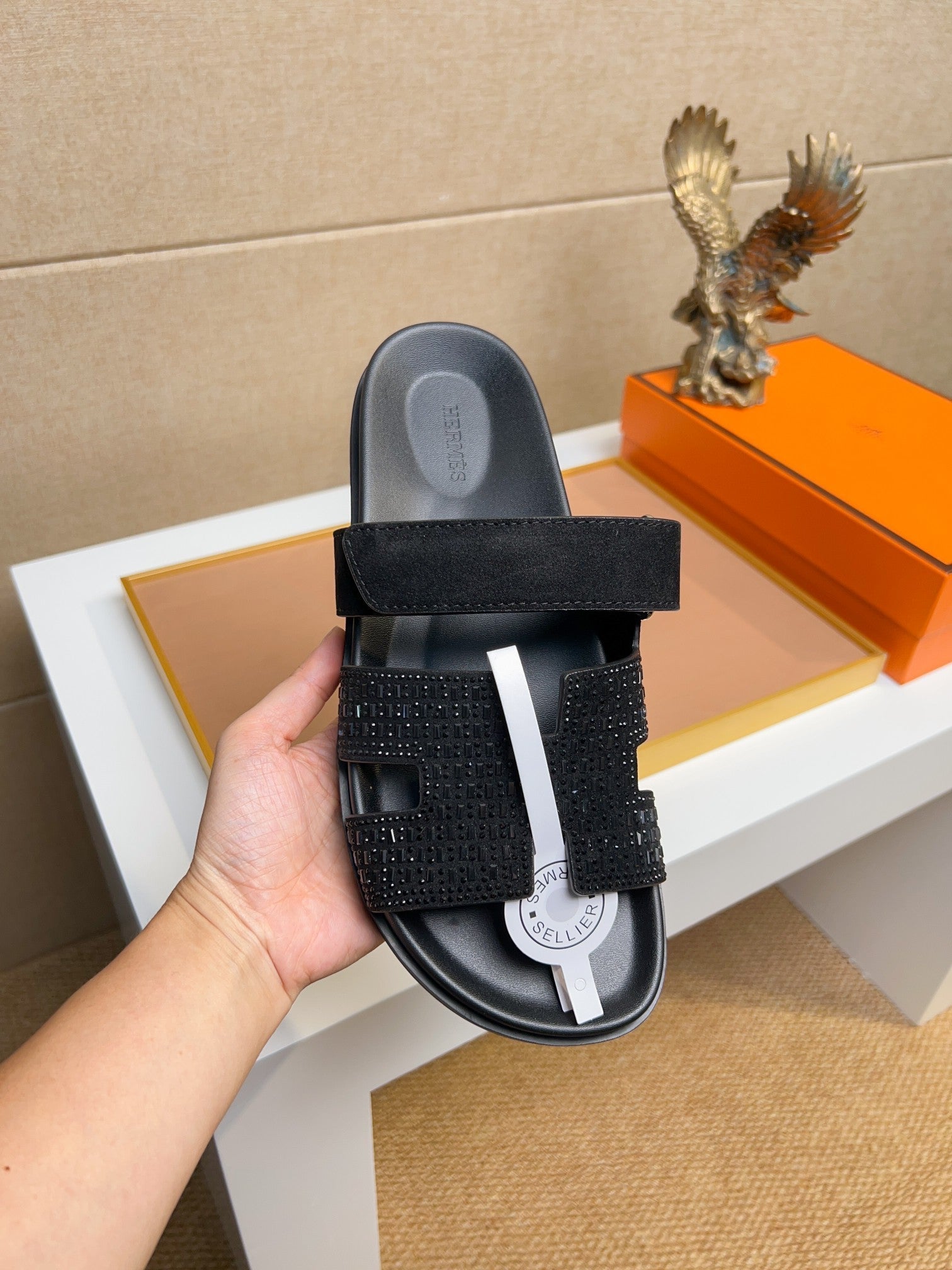 HM Men's Chypre Sandals Black Diamond Suede 735675