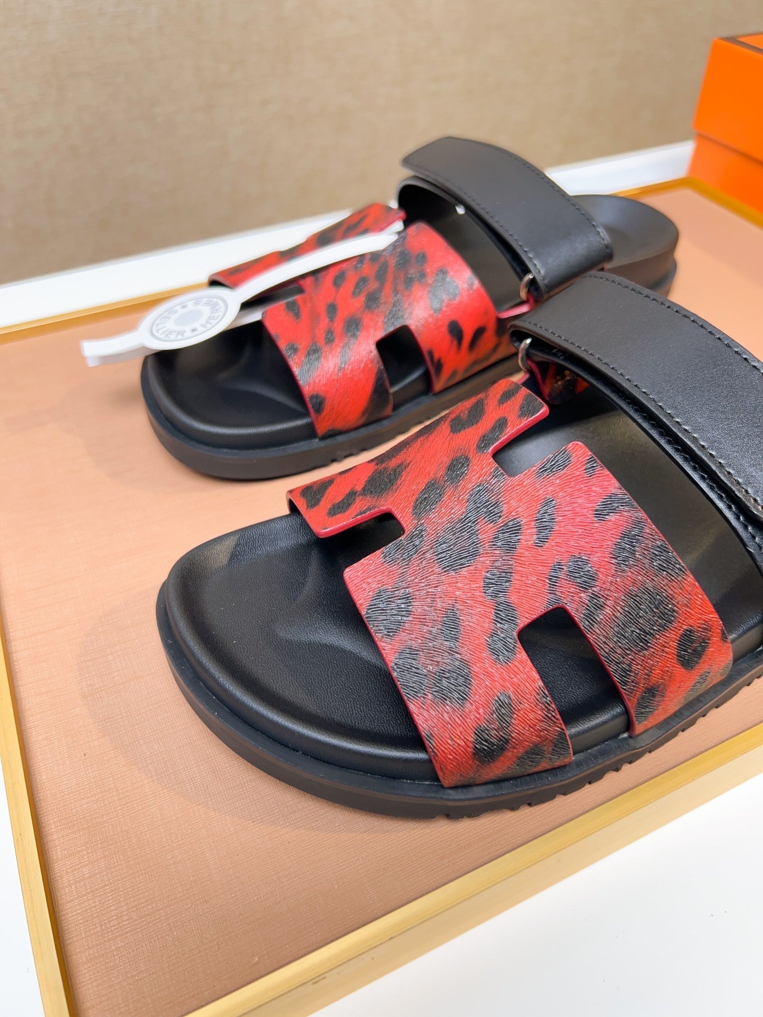 HM Men's Izmir Slide Red Black Calfskin 747632