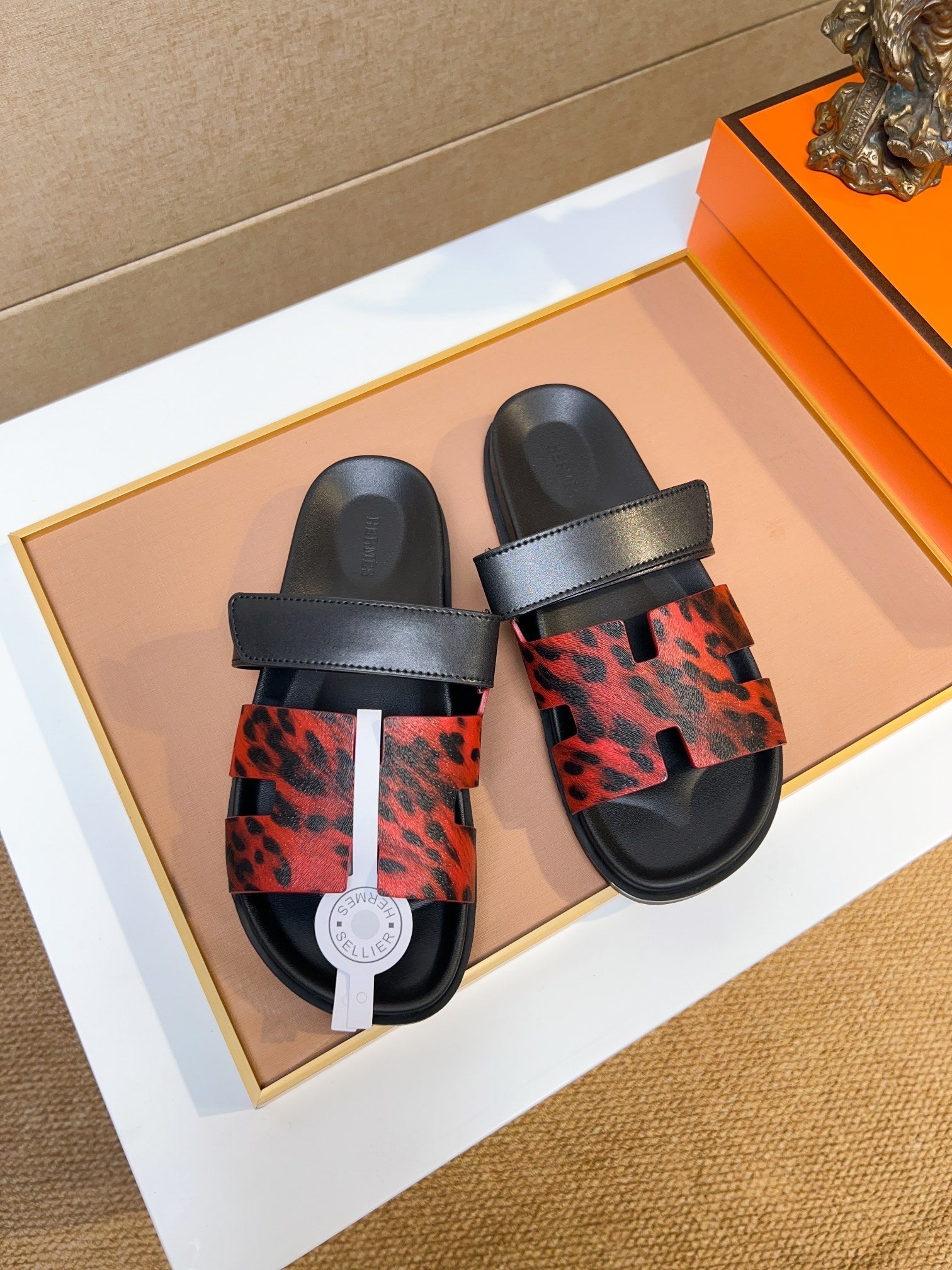 HM Men's Izmir Slide Red Black Calfskin 747632