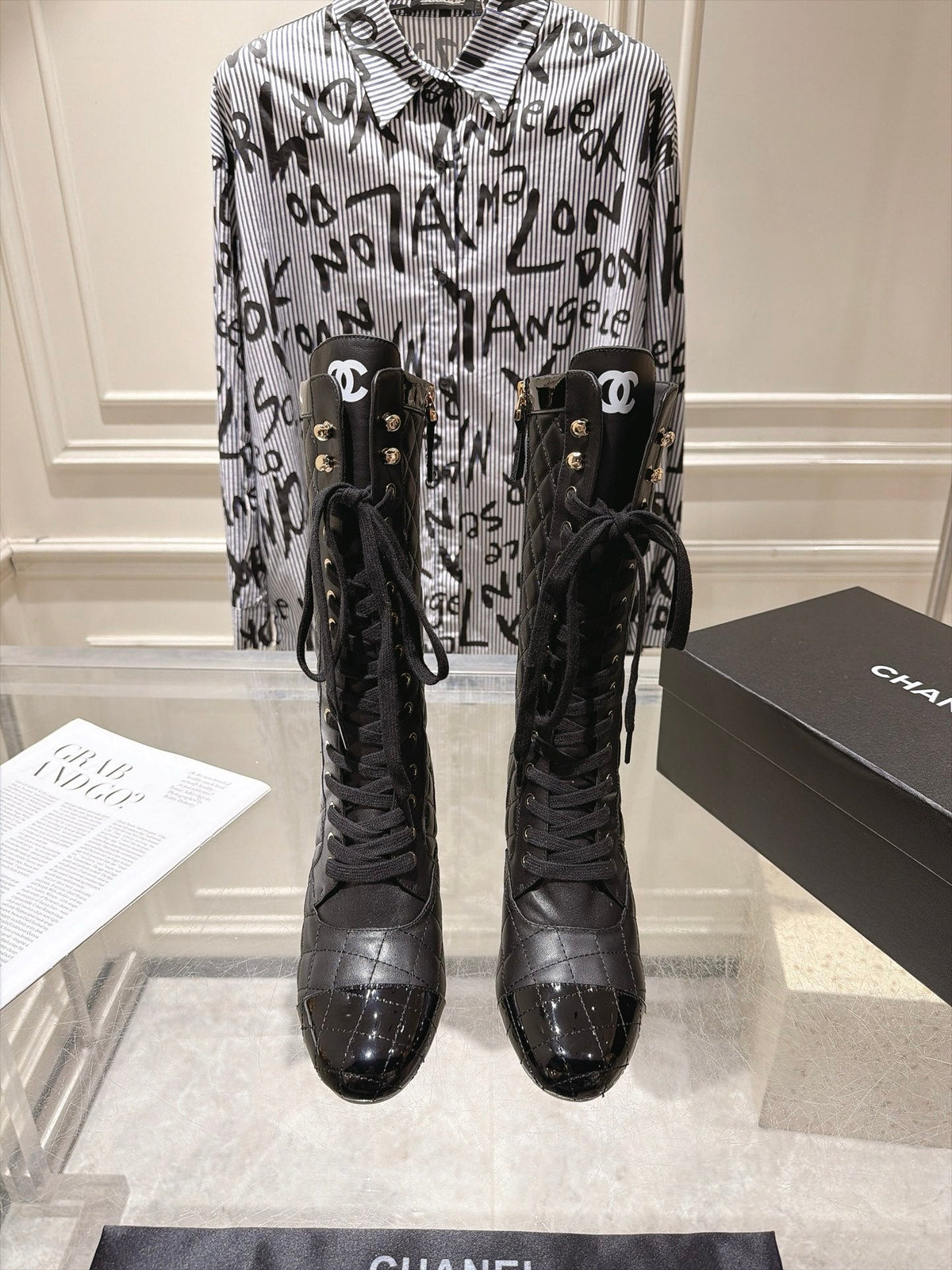 Chanel 2026 Quilted Knee-High Boots 70mm Leather 124280