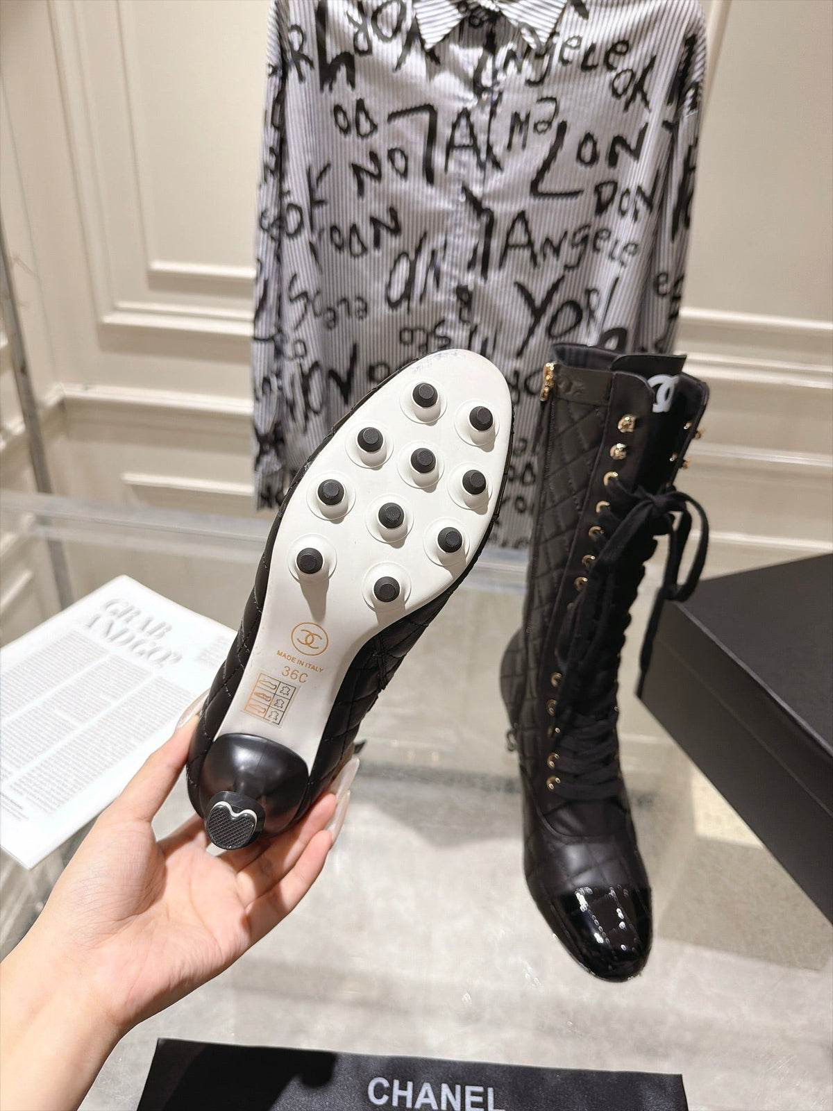 Chanel 2026 Quilted Knee-High Boots 70mm Leather 124280