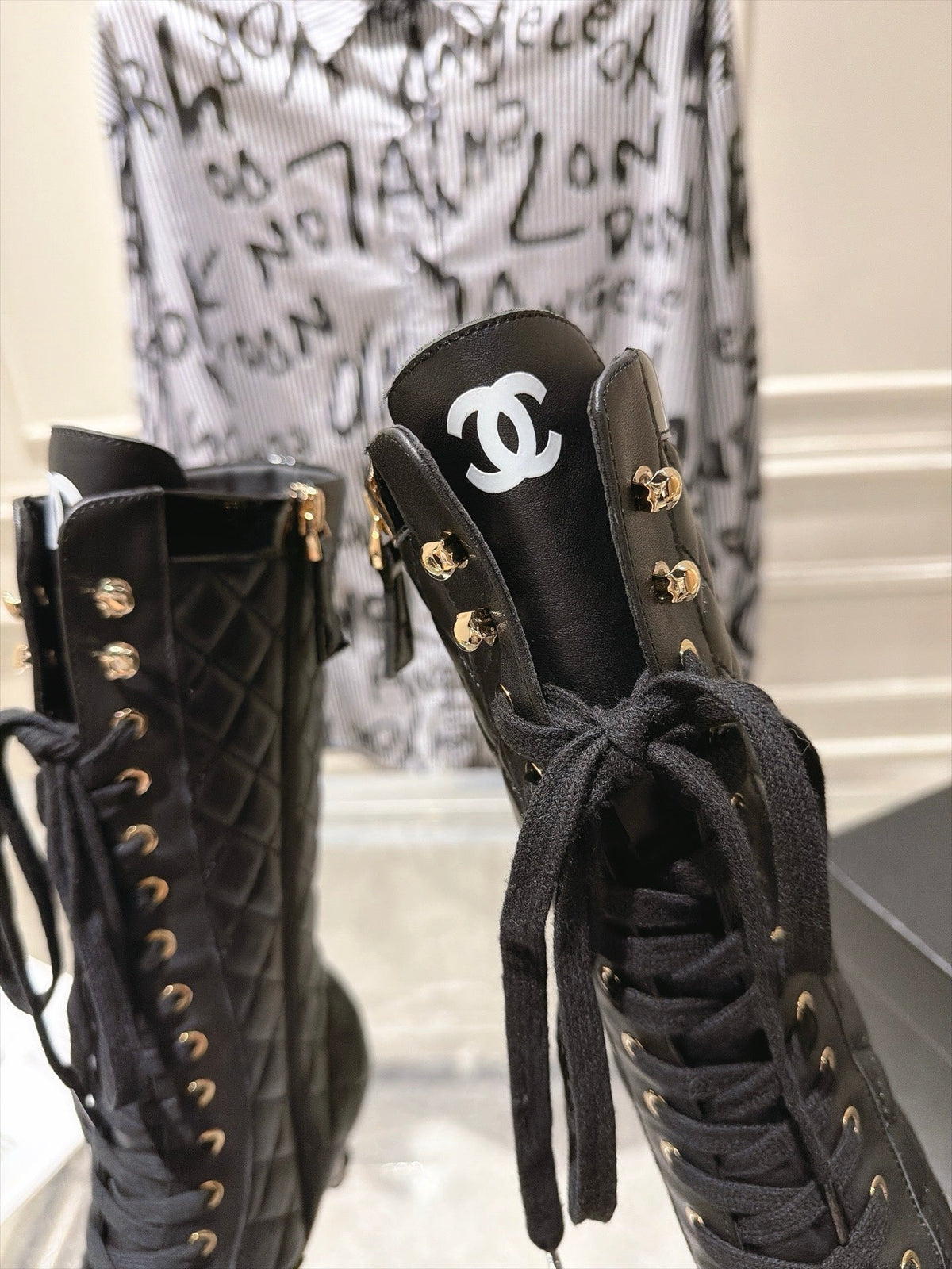 Chanel 2026 Quilted Knee-High Boots 70mm Leather 124280