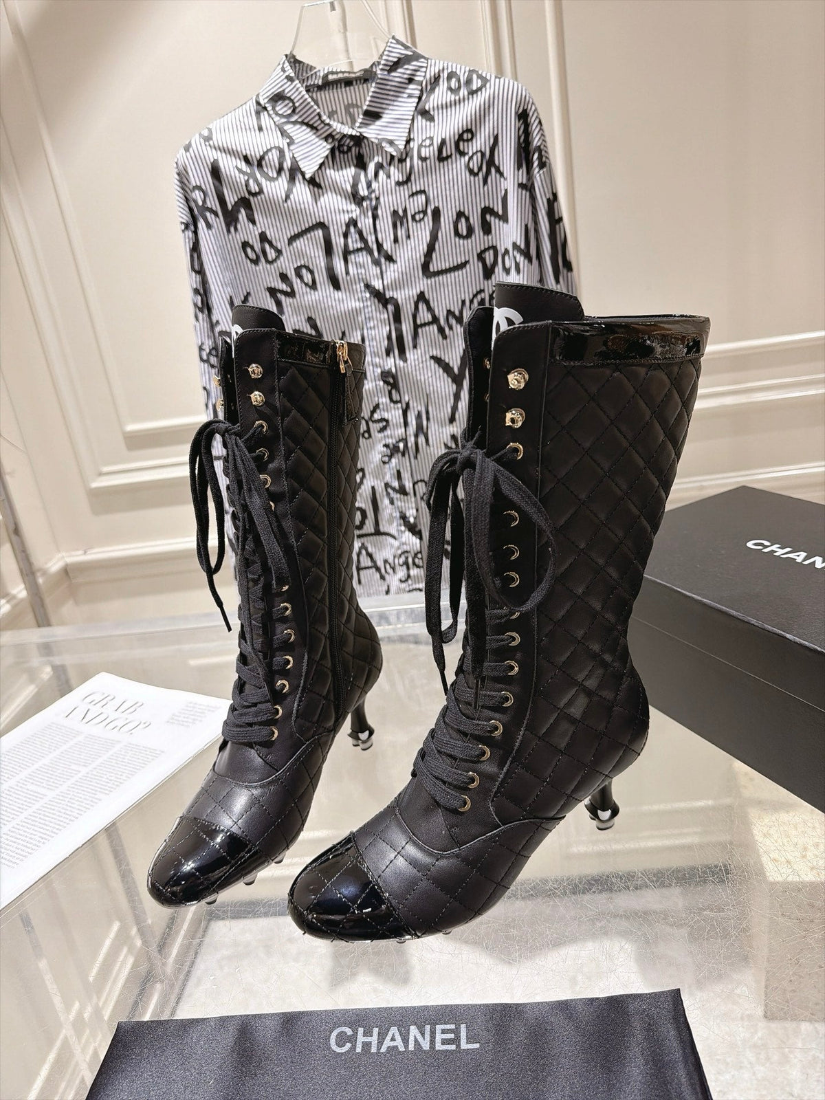 Chanel 2026 Quilted Knee-High Boots 70mm Leather 124280