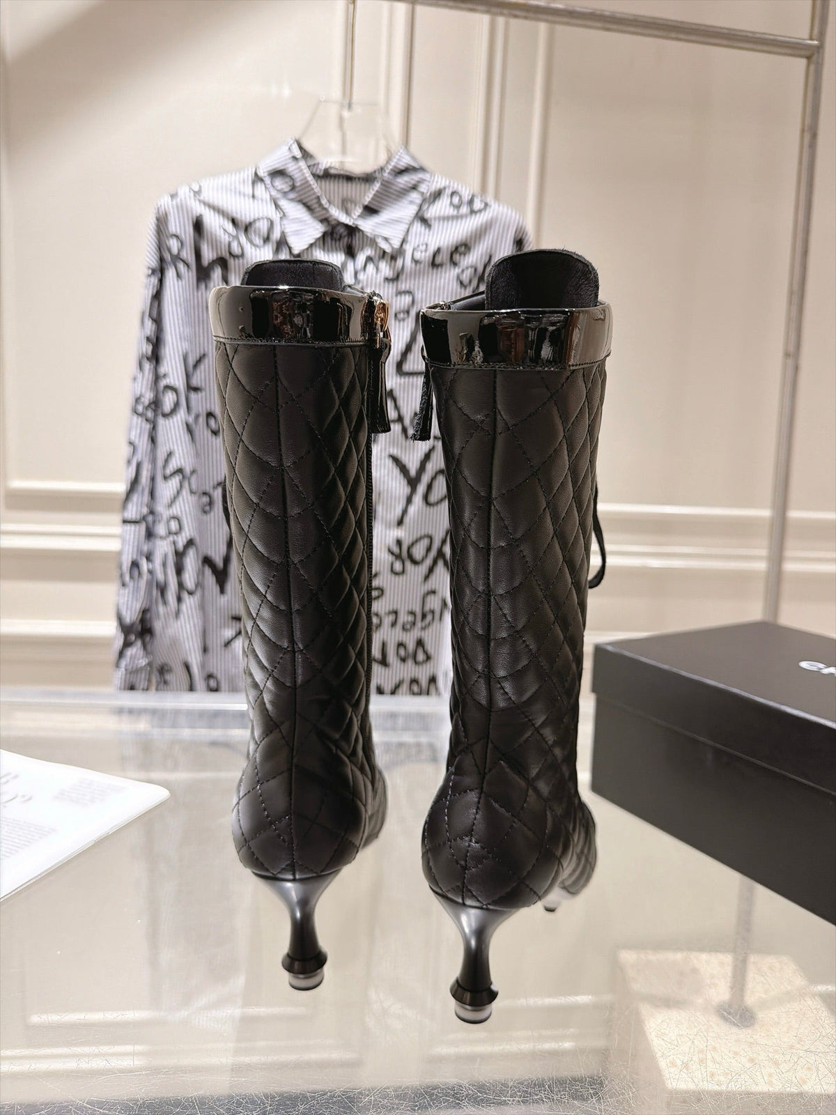 Chanel 2026 Quilted Knee-High Boots 70mm Leather 124280