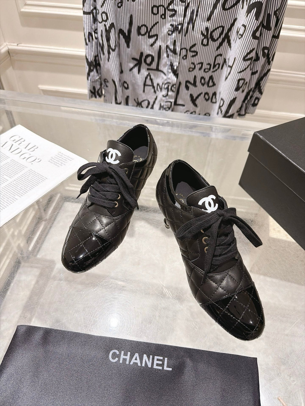 Chanel 2026 Quilted Lace-Up Pumps 70mm Leather 124286