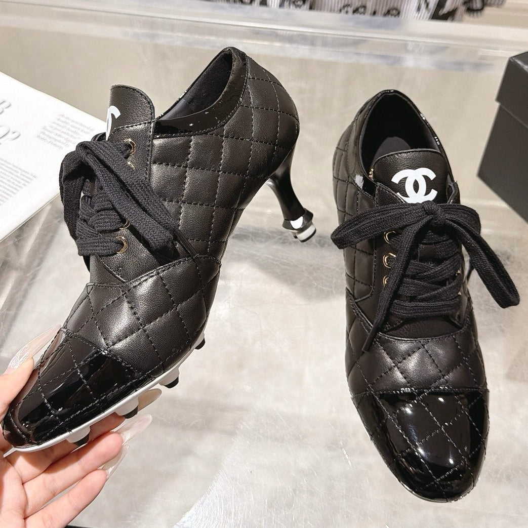 Chanel 2026 Quilted Lace-Up Pumps 70mm Leather 124286