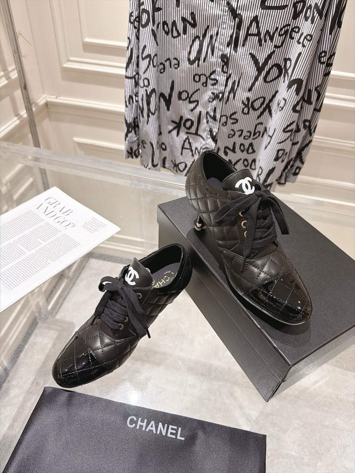 Chanel 2026 Quilted Lace-Up Pumps 70mm Leather 124286